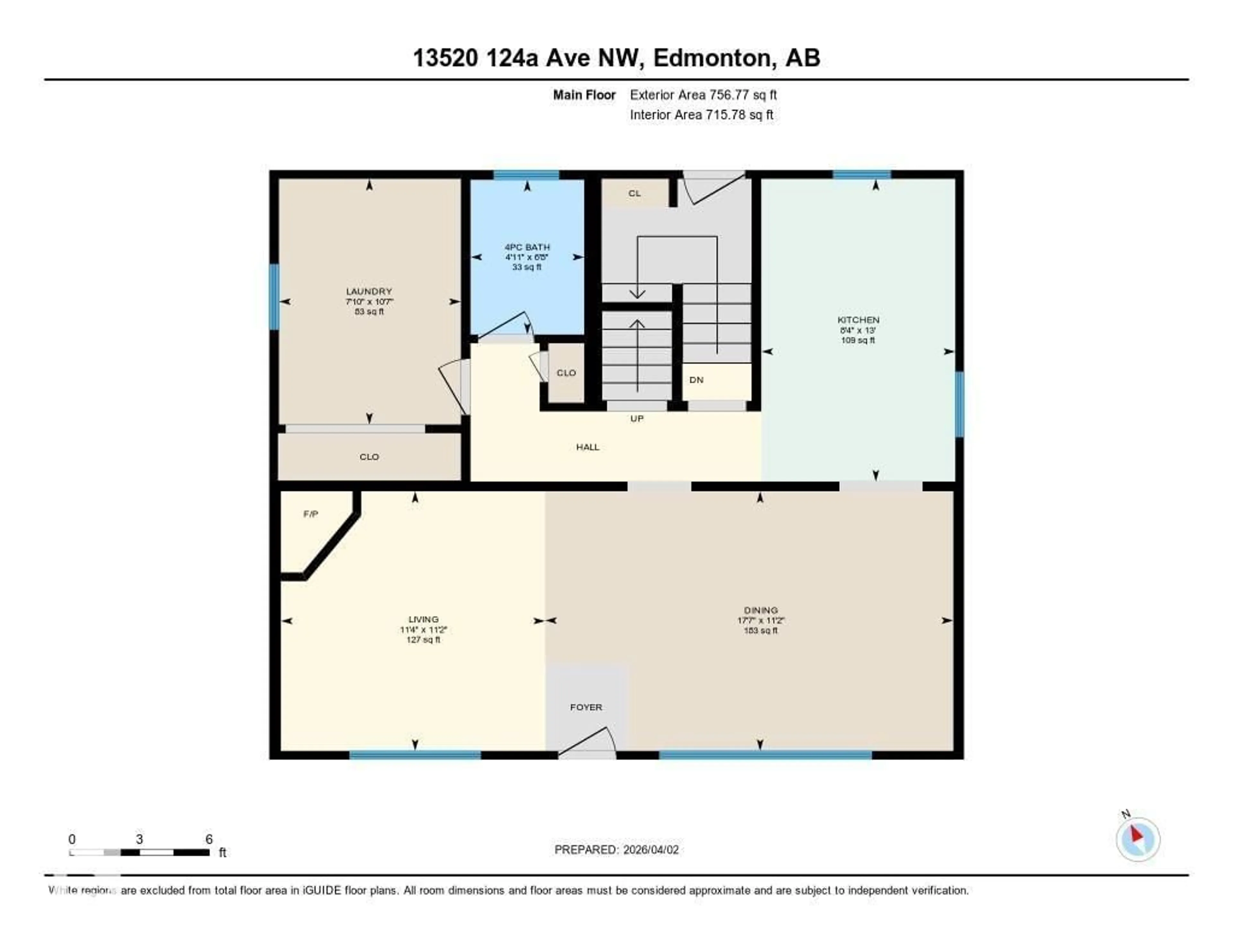 Floor plan for 13520 124A AV, Edmonton Alberta T5L3B5