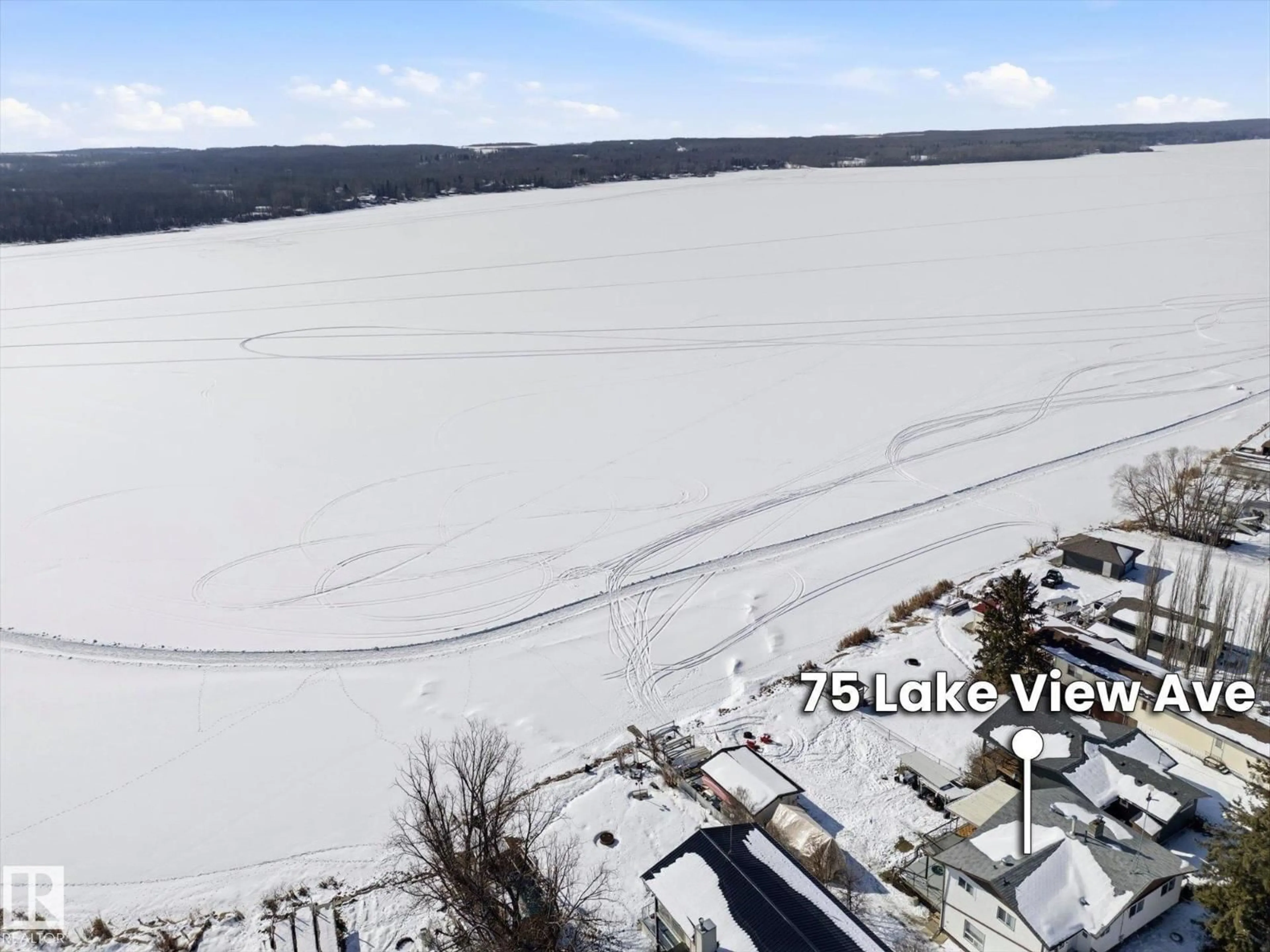 A pic from outside/outdoor area/front of a property/back of a property/a pic from drone, water/lake/river/ocean view for South View - 75 LAKESHORE AV, Rural Lac Ste. Anne County Alberta T0E0L0