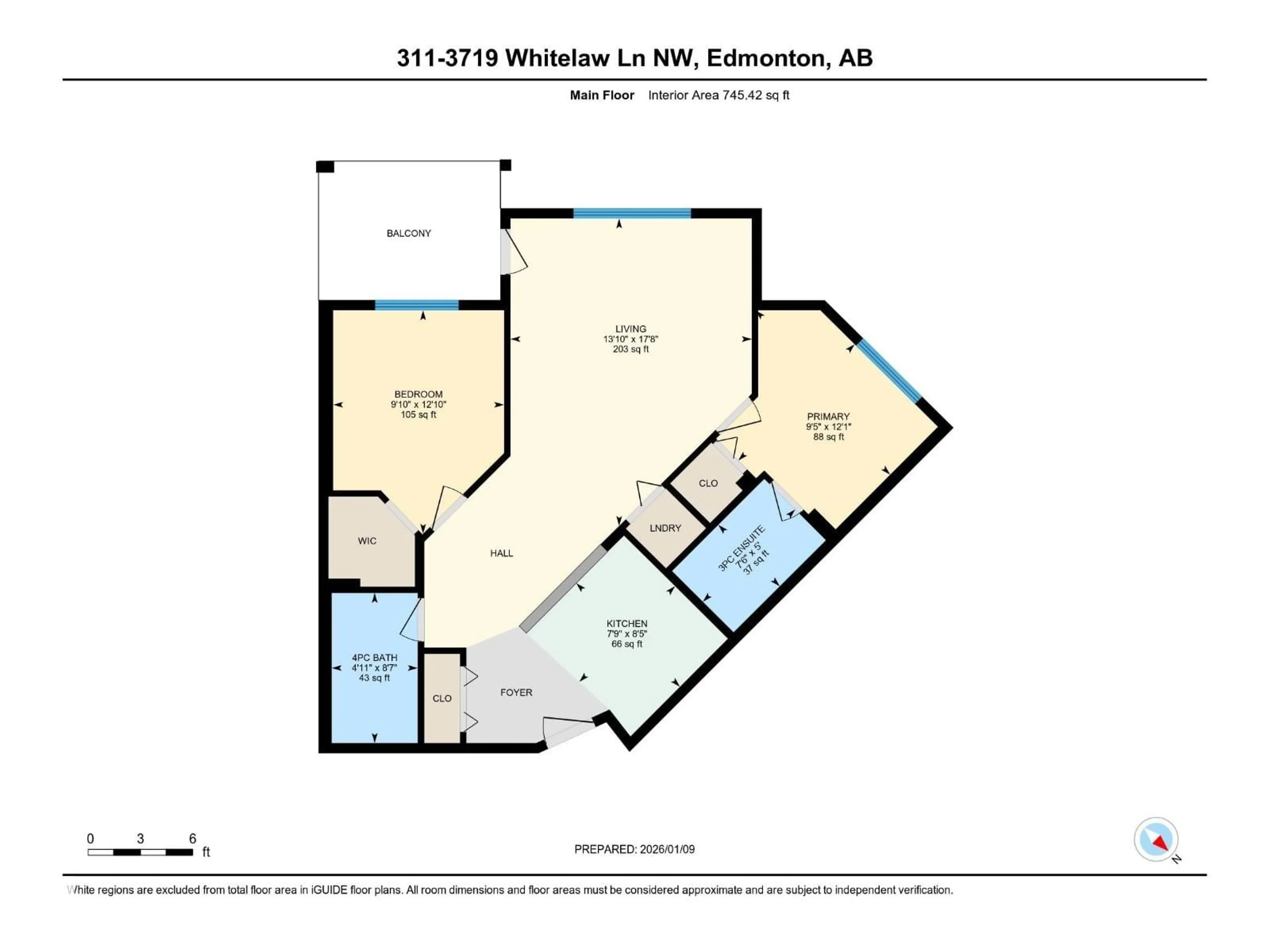 Floor plan for #311 - 3719 WHITELAW LN, Edmonton Alberta T6W2C3