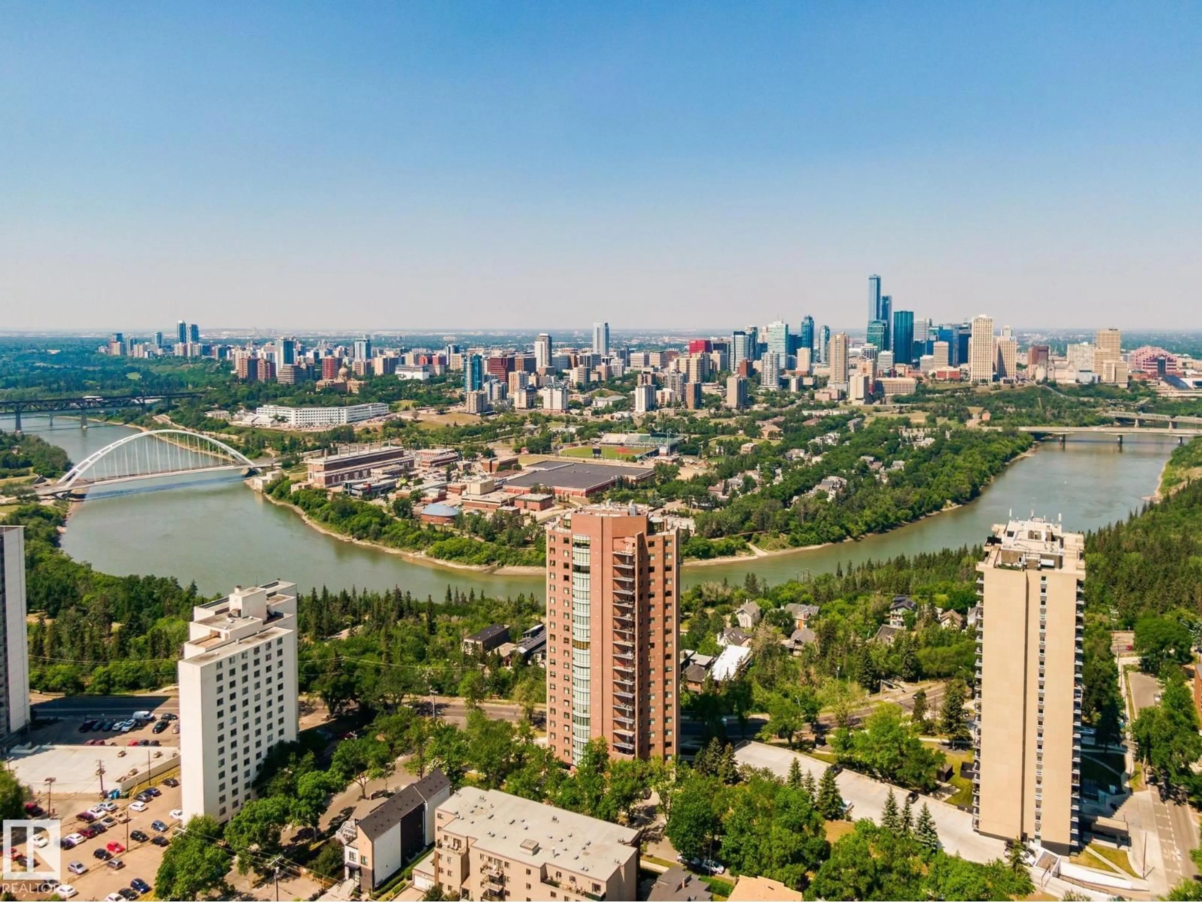 A pic from outside/outdoor area/front of a property/back of a property/a pic from drone, city buildings view from balcony for 1900 SASKATCHEWAN DR, Edmonton Alberta T6E4R4