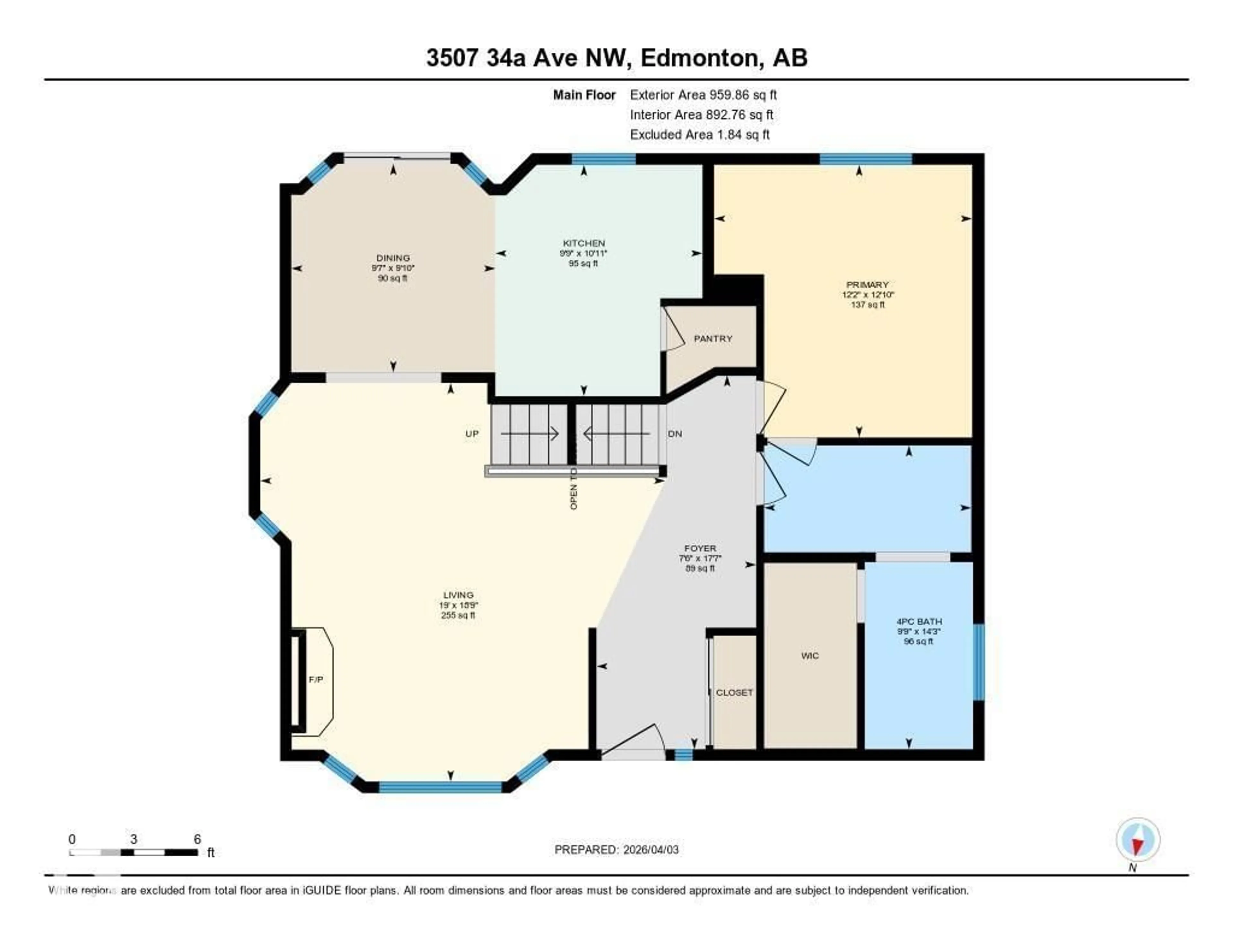 Floor plan for NW - 3507 34A AV, Edmonton Alberta T6L3Y8