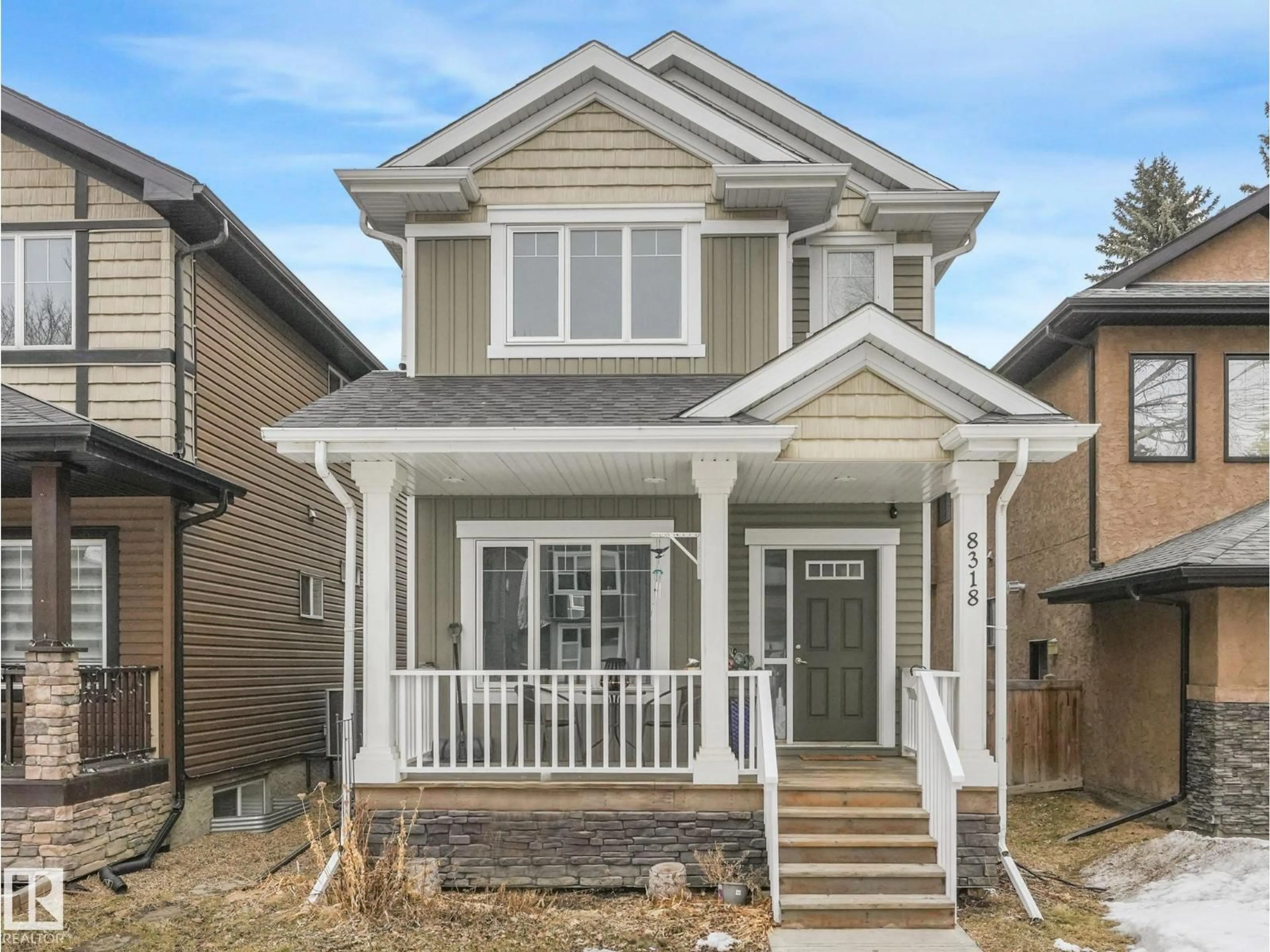 Home with brick exterior material, street for NW - 8318 79 AV, Edmonton Alberta T6C0R3