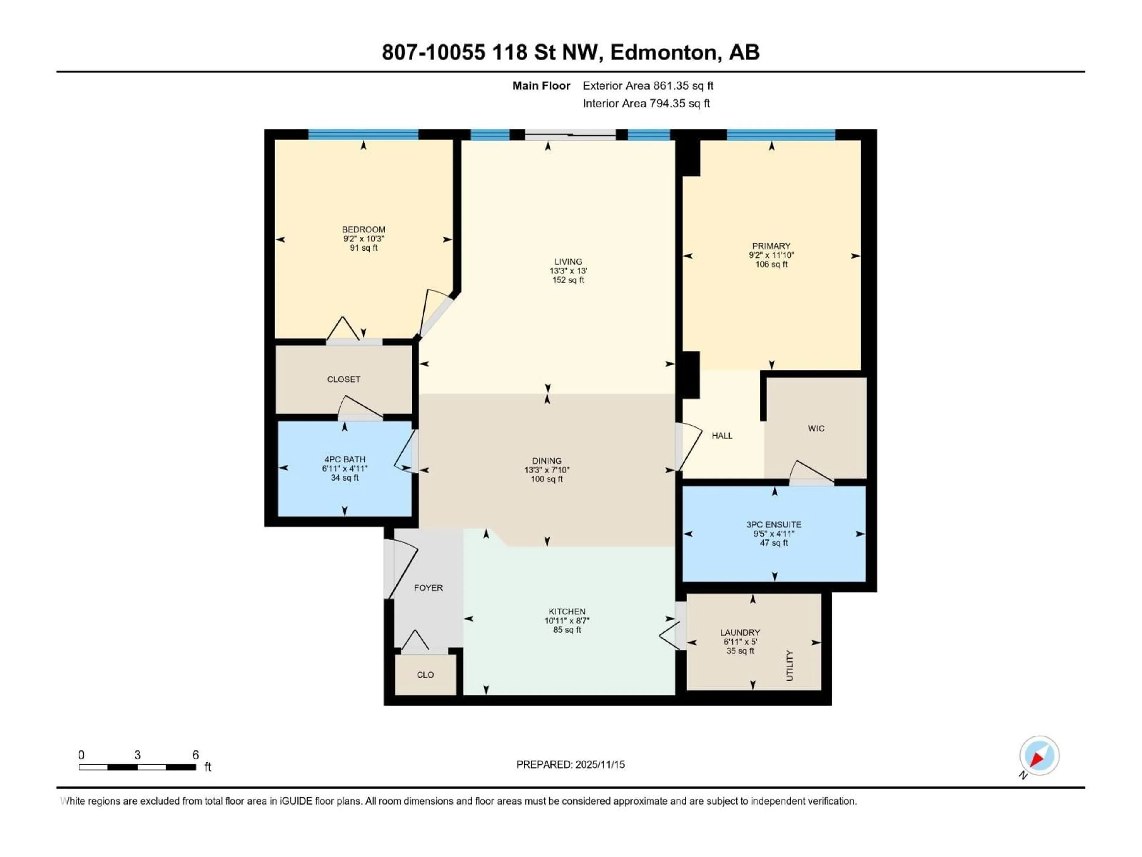 Floor plan for #807 - 10055 118 ST, Edmonton Alberta T5K0C1