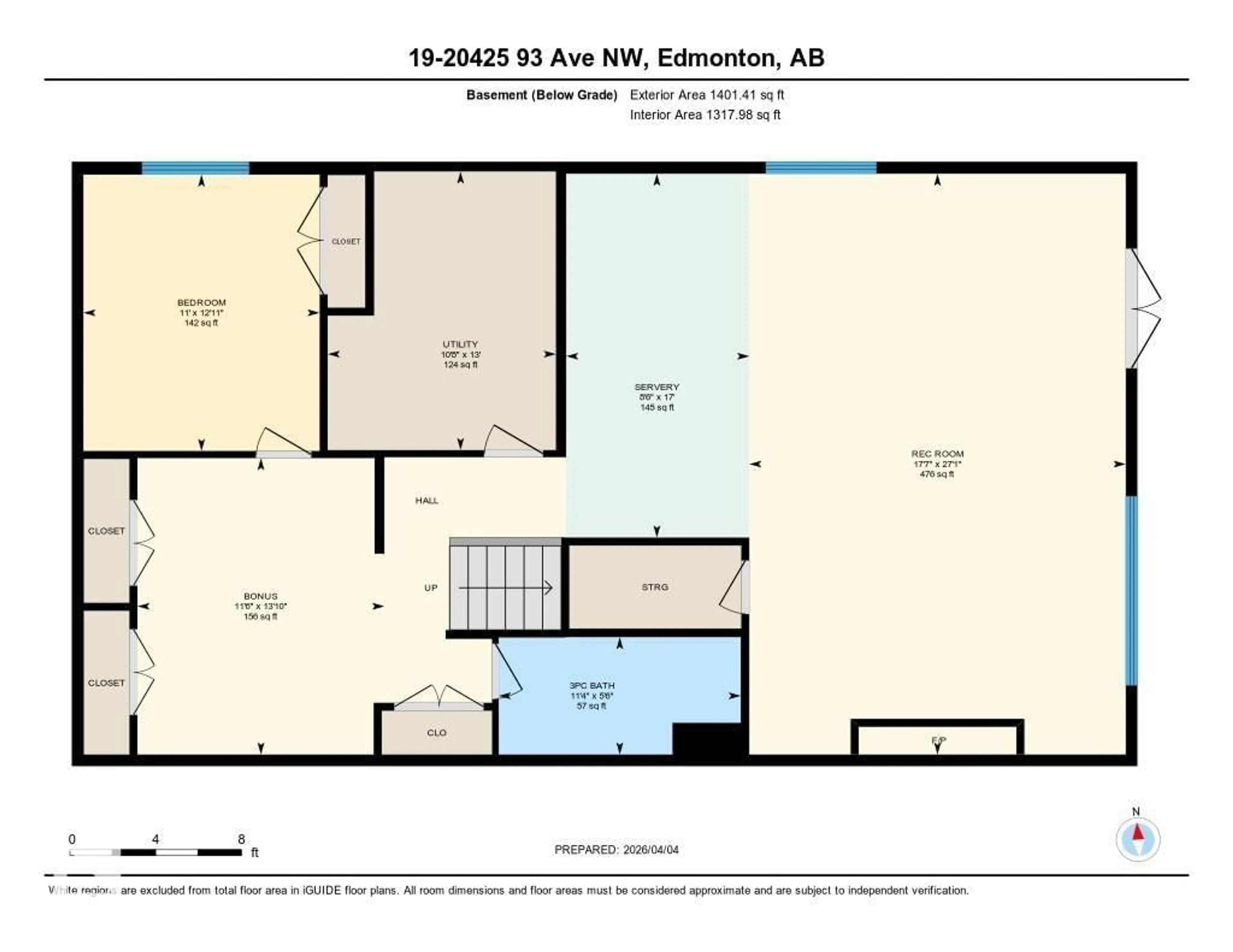 Floor plan for #19 - 20425 93 AV, Edmonton Alberta T5T7C7