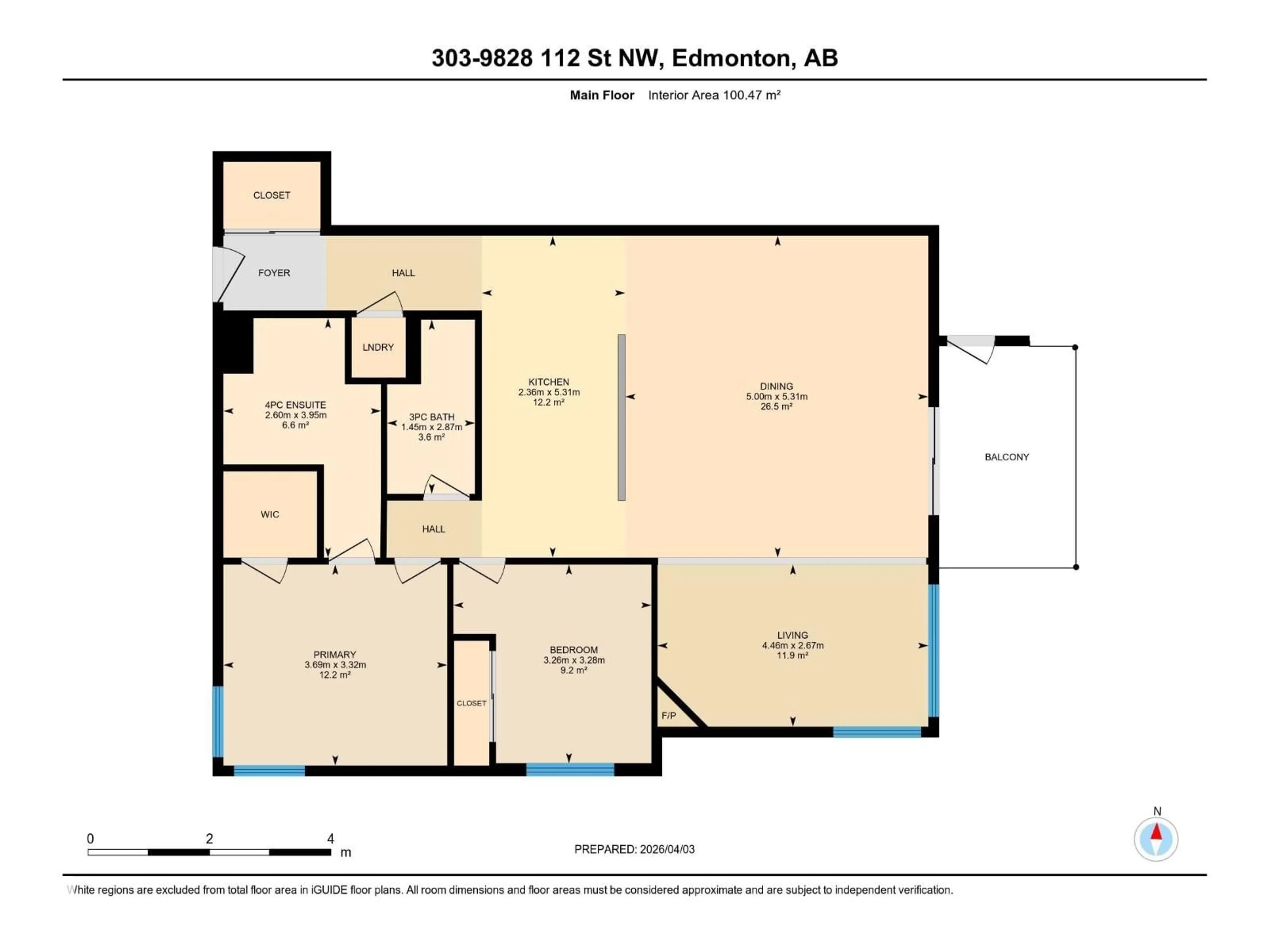 Floor plan for #303 - 9828 112 ST NW, Edmonton Alberta T5K1L4