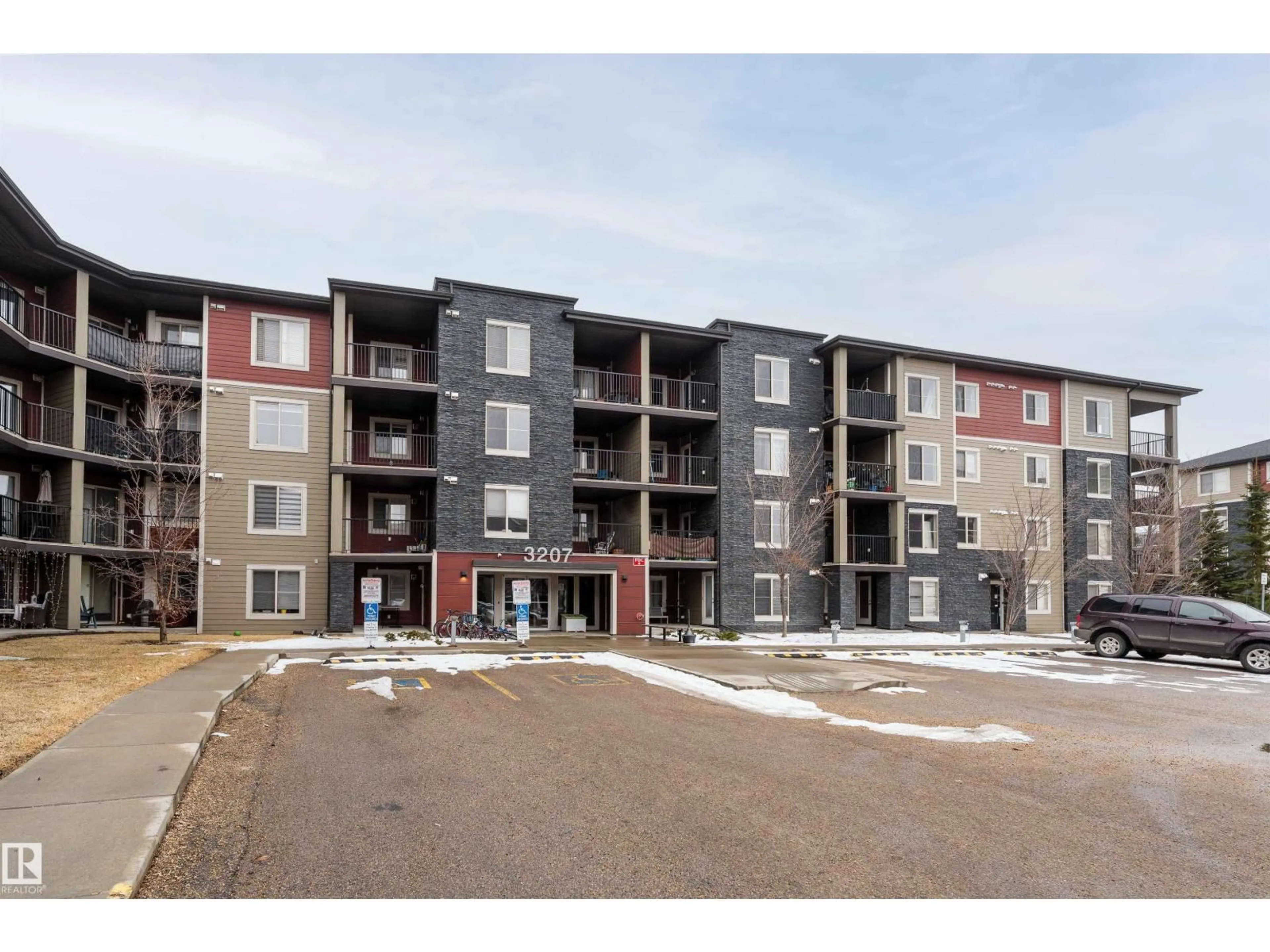 A pic from outside/outdoor area/front of a property/back of a property/a pic from drone, building for 117 - 3207 JAMES MOWATT TR, Edmonton Alberta T6W3L6