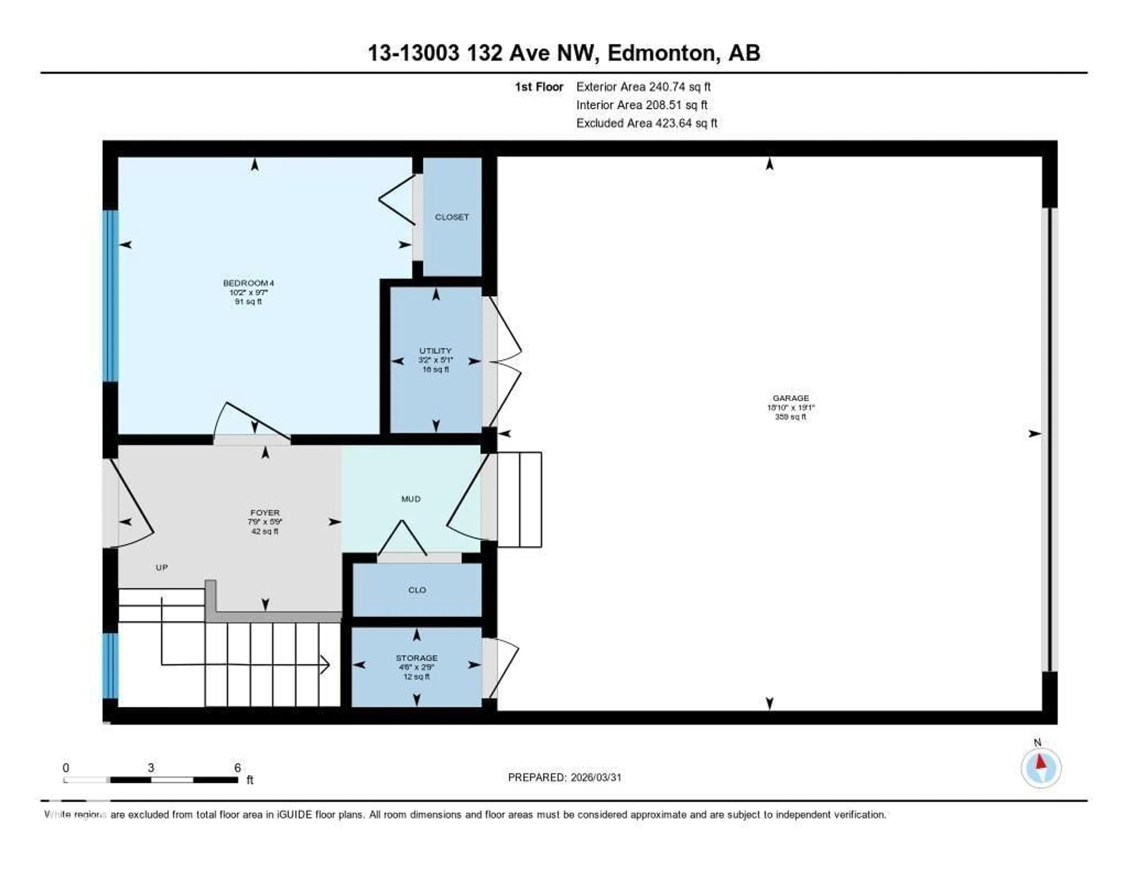 Floor plan for #13 - 13003 132 AV, Edmonton Alberta T5L3R2