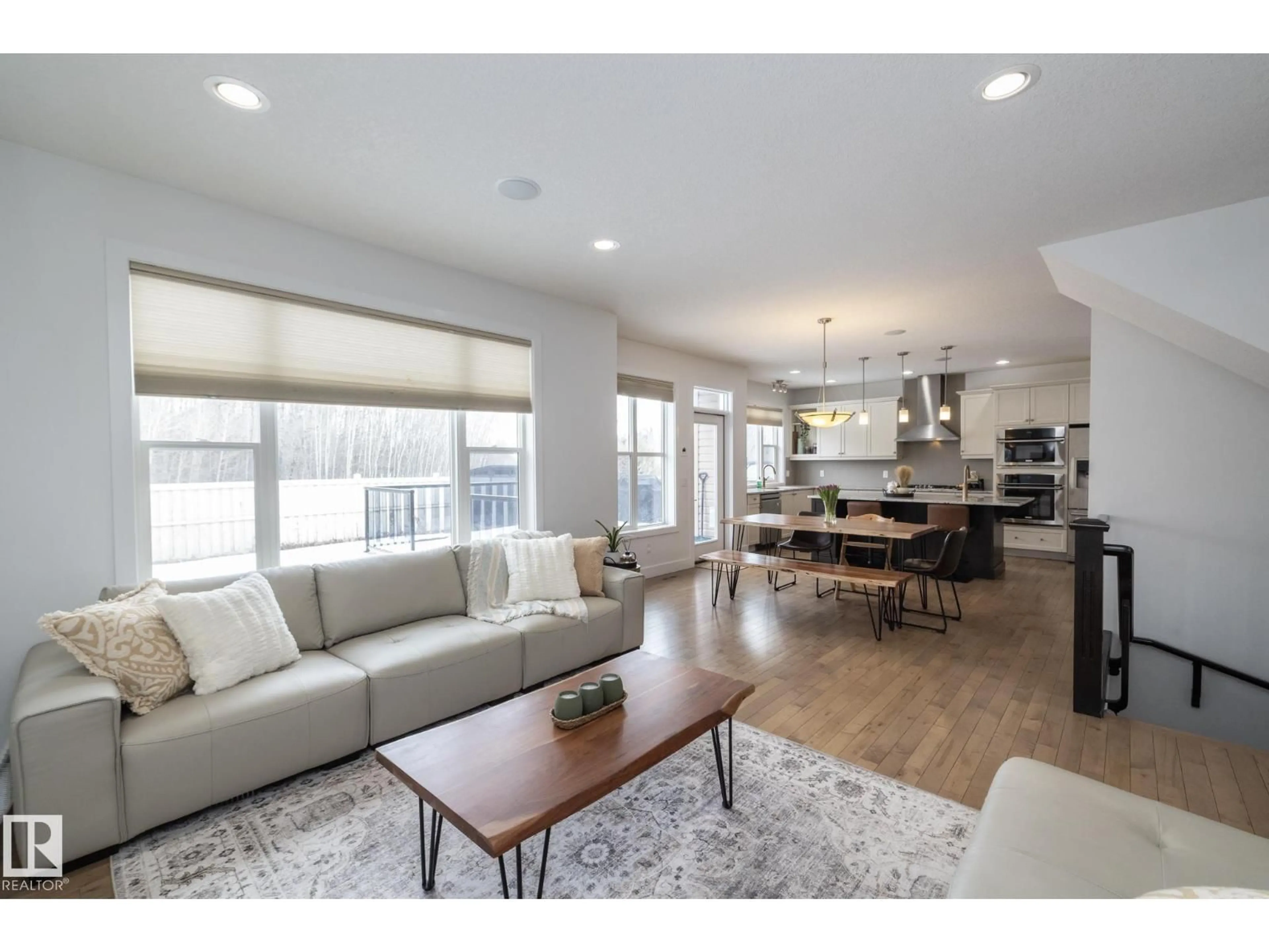 Open concept kitchen, wood/laminate floor for 14 EDGEWATER TERR, St. Albert Alberta T8N4G5