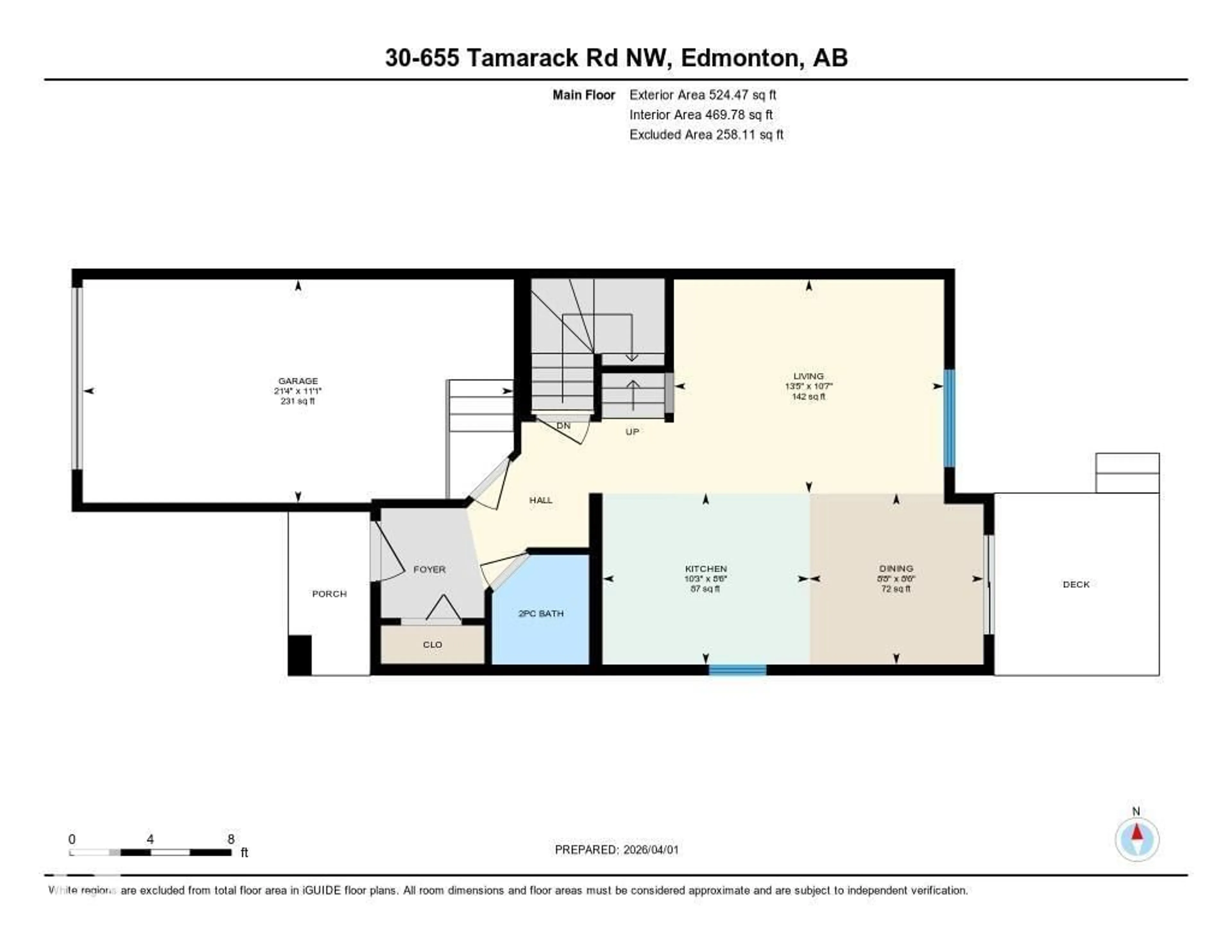 Floor plan for #30 - 655 TAMARACK RD, Edmonton Alberta T6T0N4