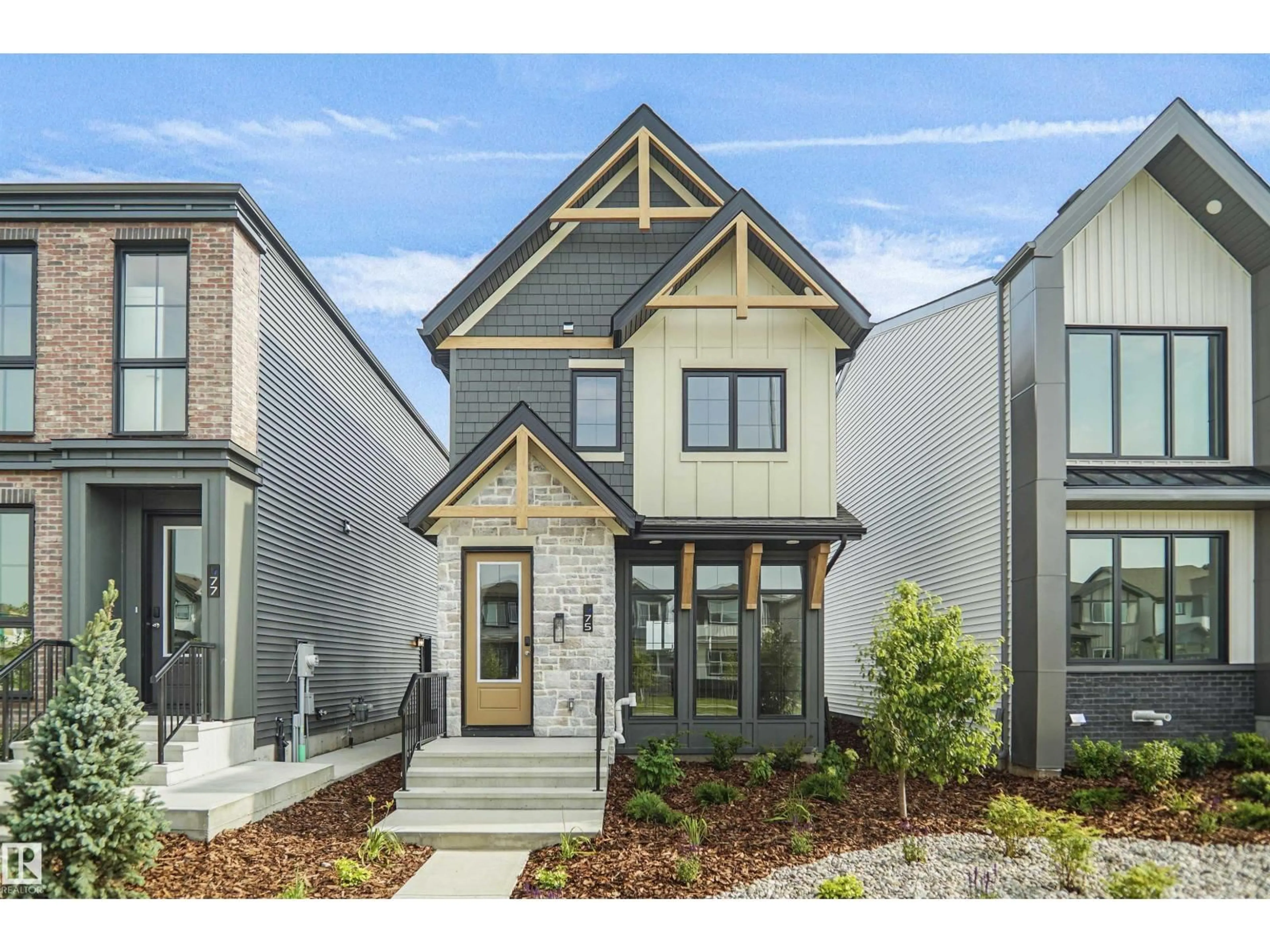 Home with brick exterior material, street for 74 JUNIPER WD, Fort Saskatchewan Alberta T8L0Z6