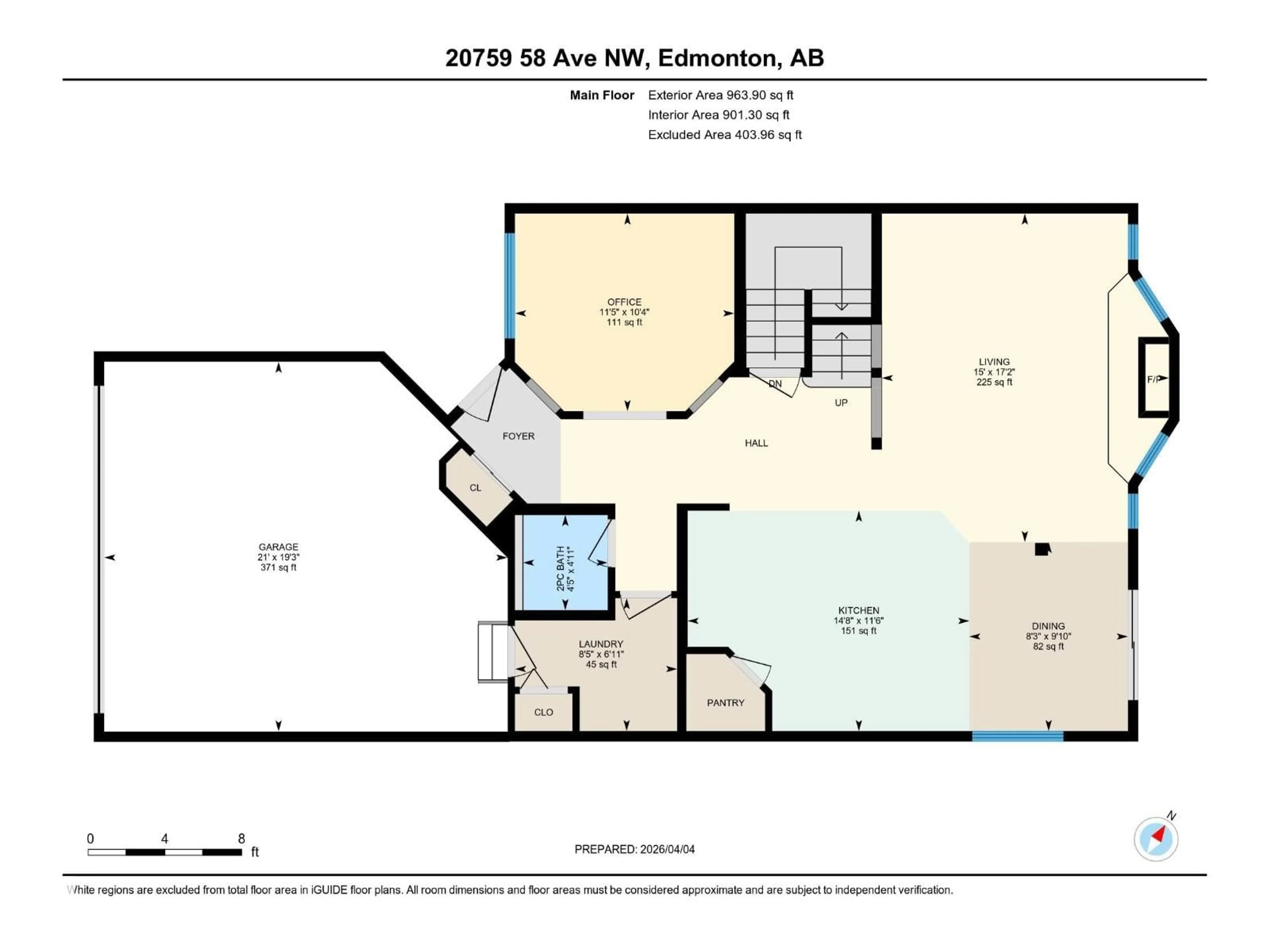 Floor plan for 20759 58 AV, Edmonton Alberta T6M0K9