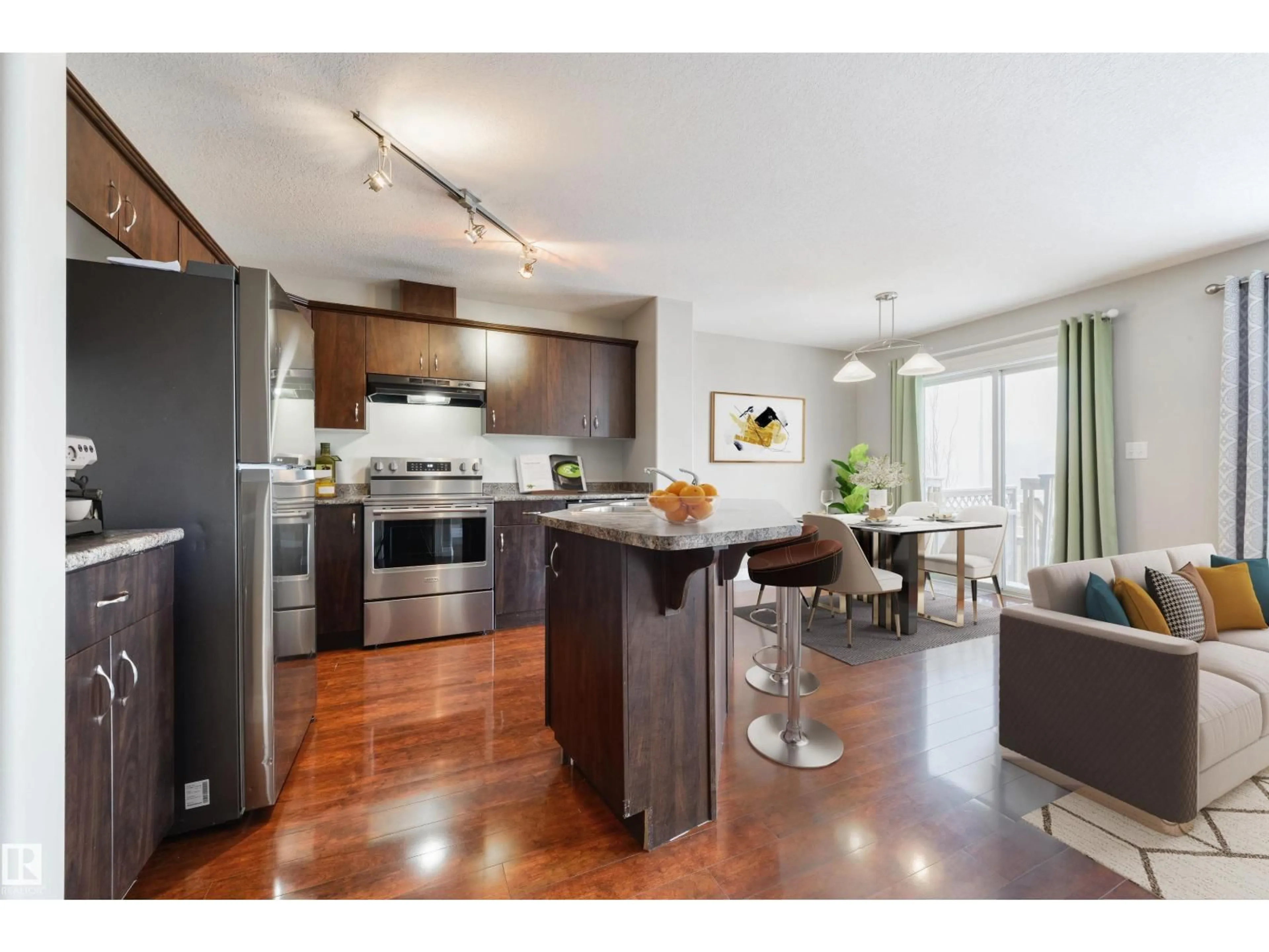 Open concept kitchen, wood/laminate floor for 68 MERIDIAN LO, Stony Plain Alberta T7Z0B9