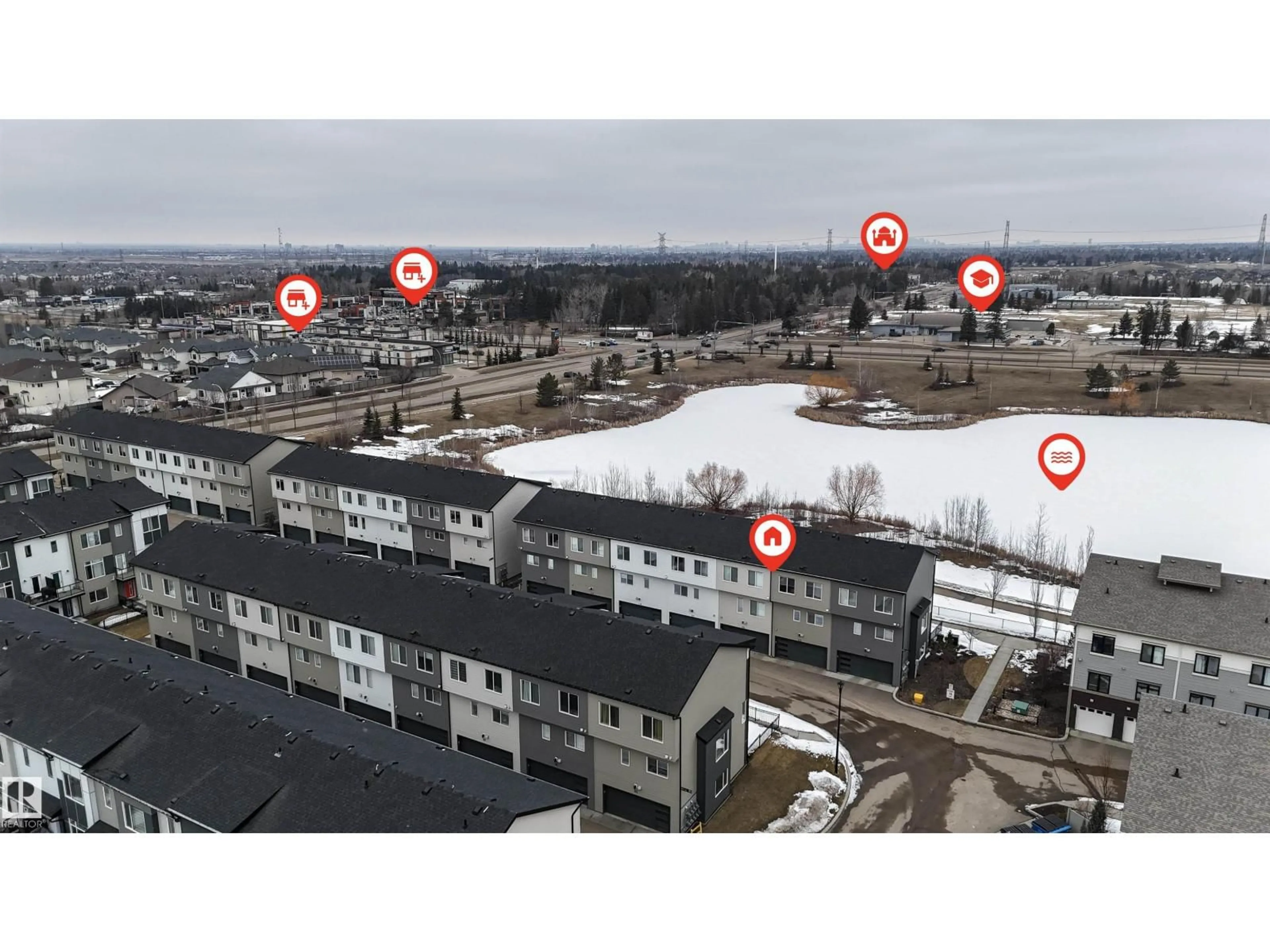 A pic from outside/outdoor area/front of a property/back of a property/a pic from drone, city buildings view from balcony for 117 WELSH DR, Edmonton Alberta T6X1Y8