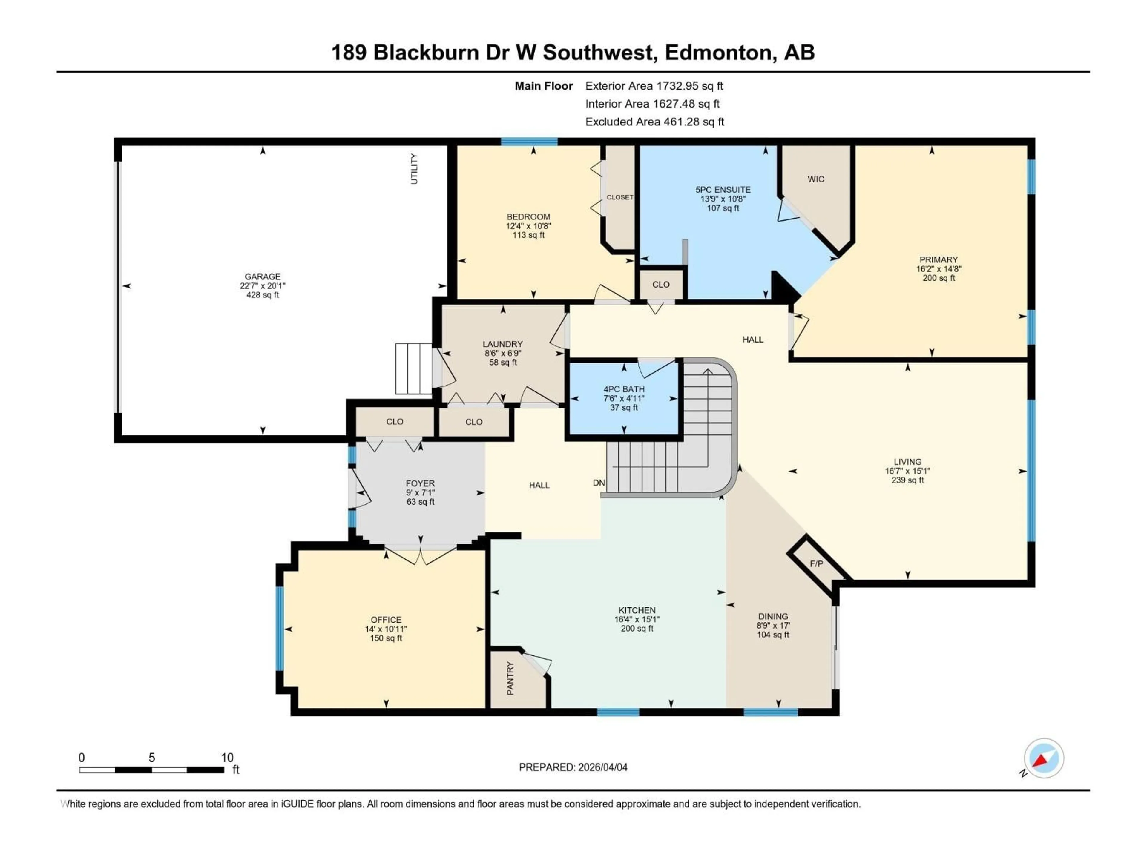 Floor plan for 189 BLACKBURN DR, Edmonton Alberta T6W1C3