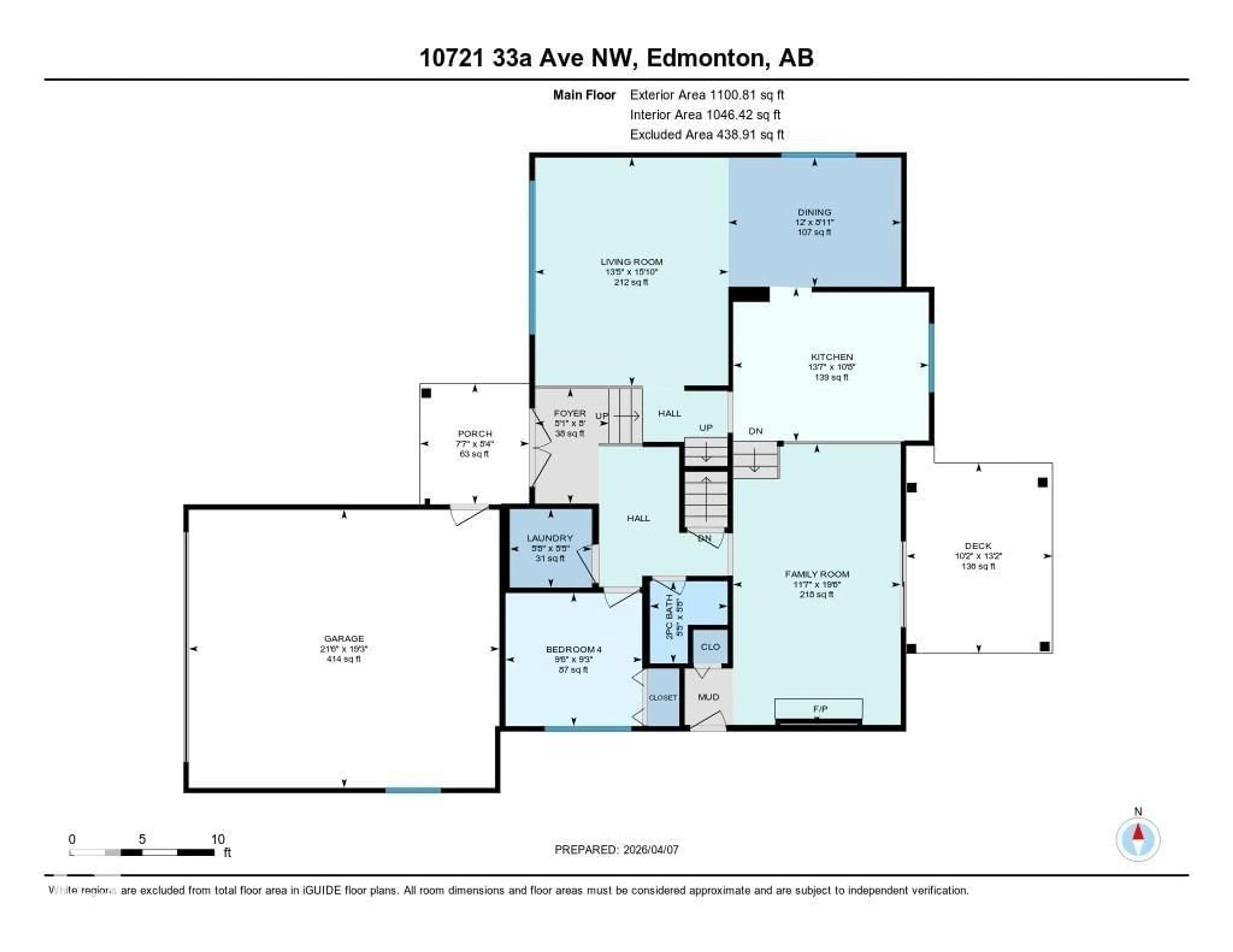 Floor plan for 10721 33A AV, Edmonton Alberta T6J2Z5