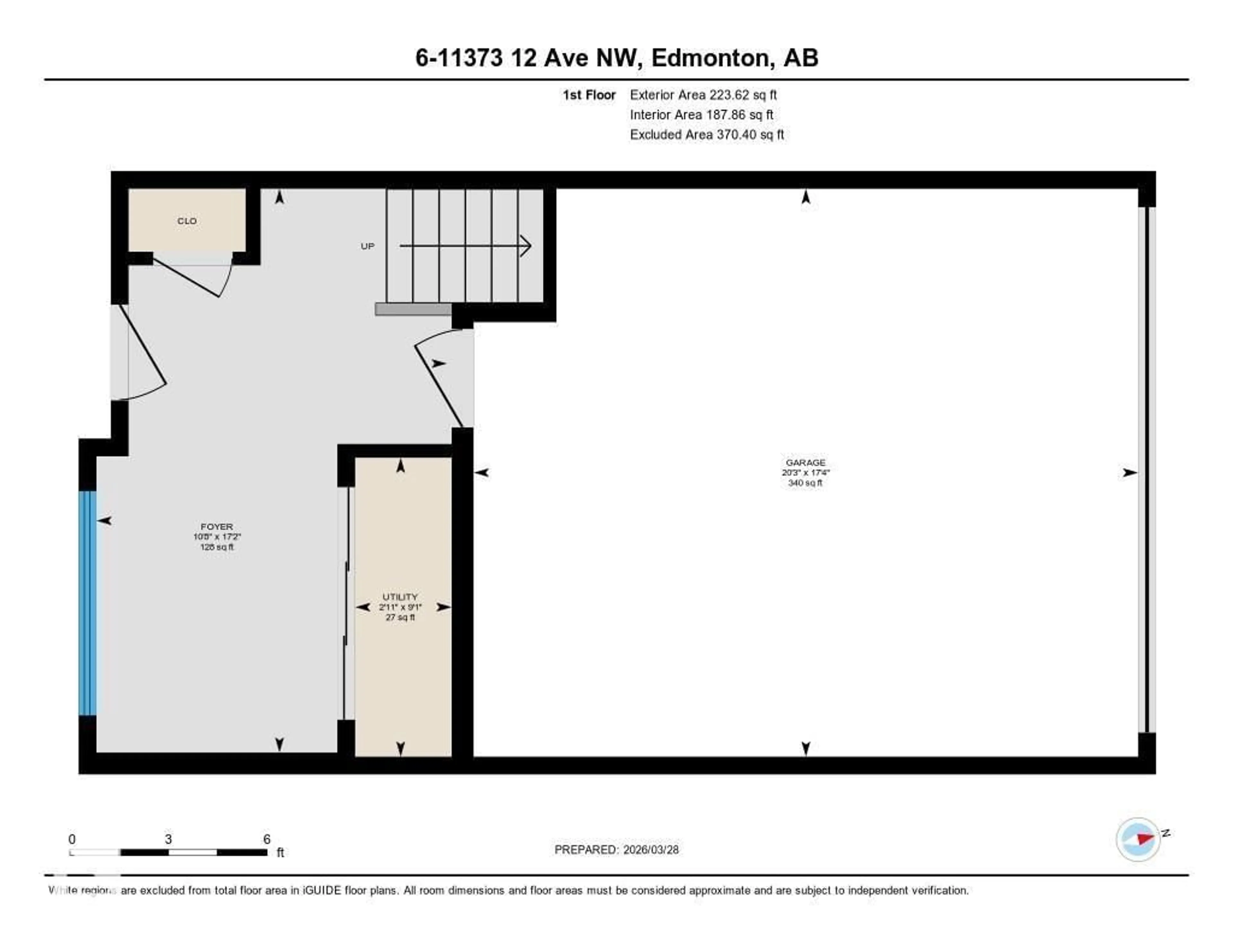 Floor plan for 6 - 11373 12 AV, Edmonton Alberta T6J5V2