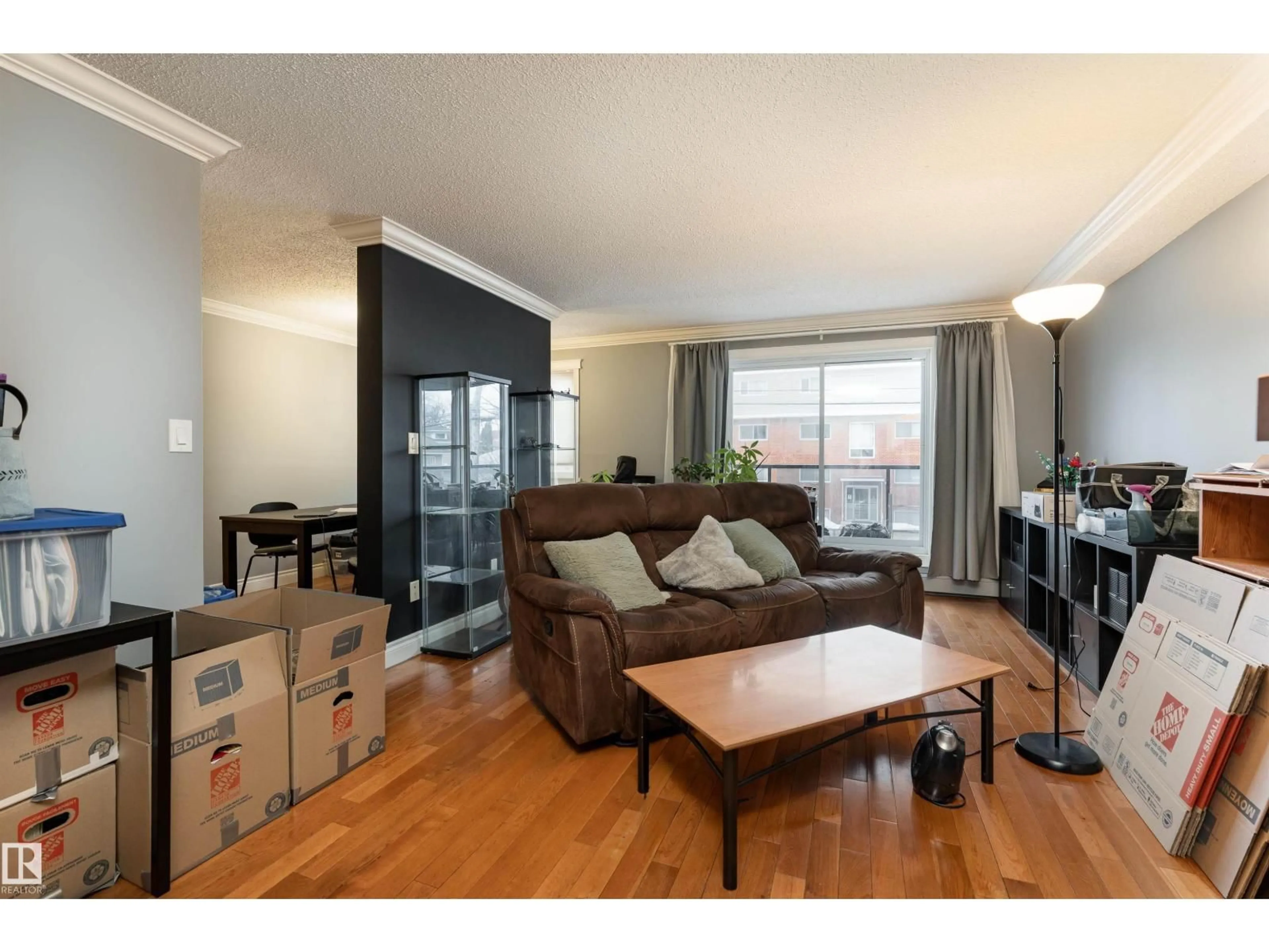 Living room with furniture, wood/laminate floor for #203 - 10003 87 AV, Edmonton Alberta T6C2T3