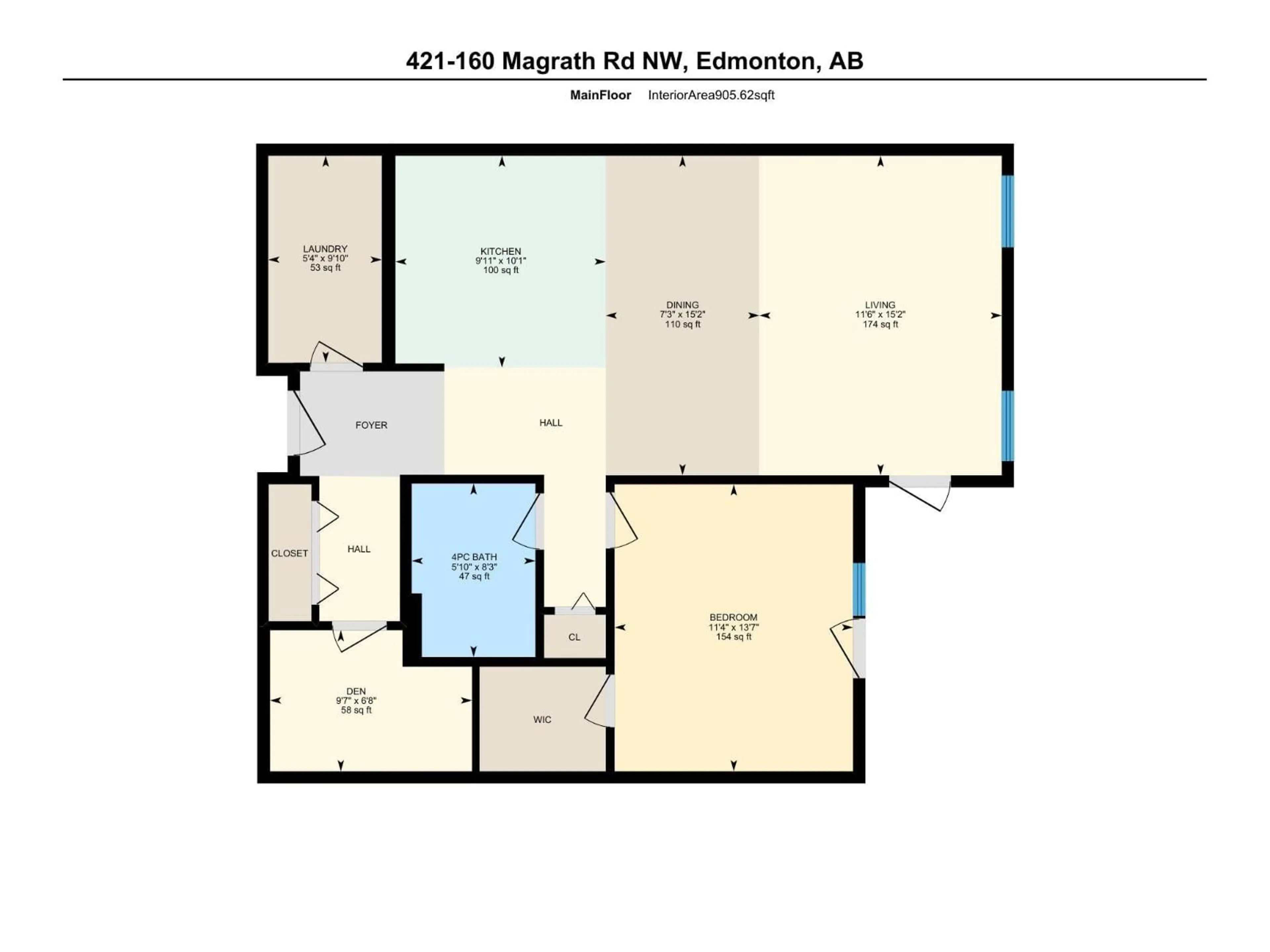 Floor plan for 160 - 421 MAGRATH RD, Edmonton Alberta T6R3T7