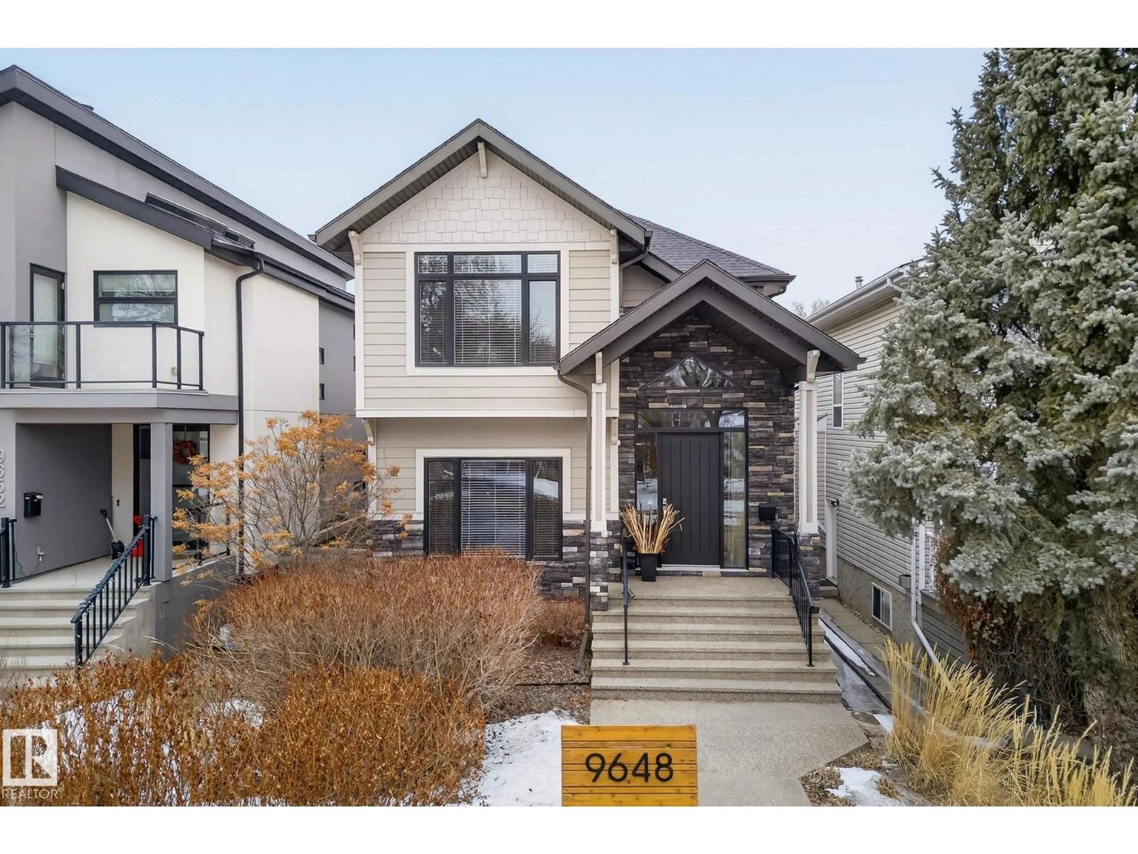 Home with brick exterior material, street for 9648 83 AV, Edmonton Alberta T6C1C2