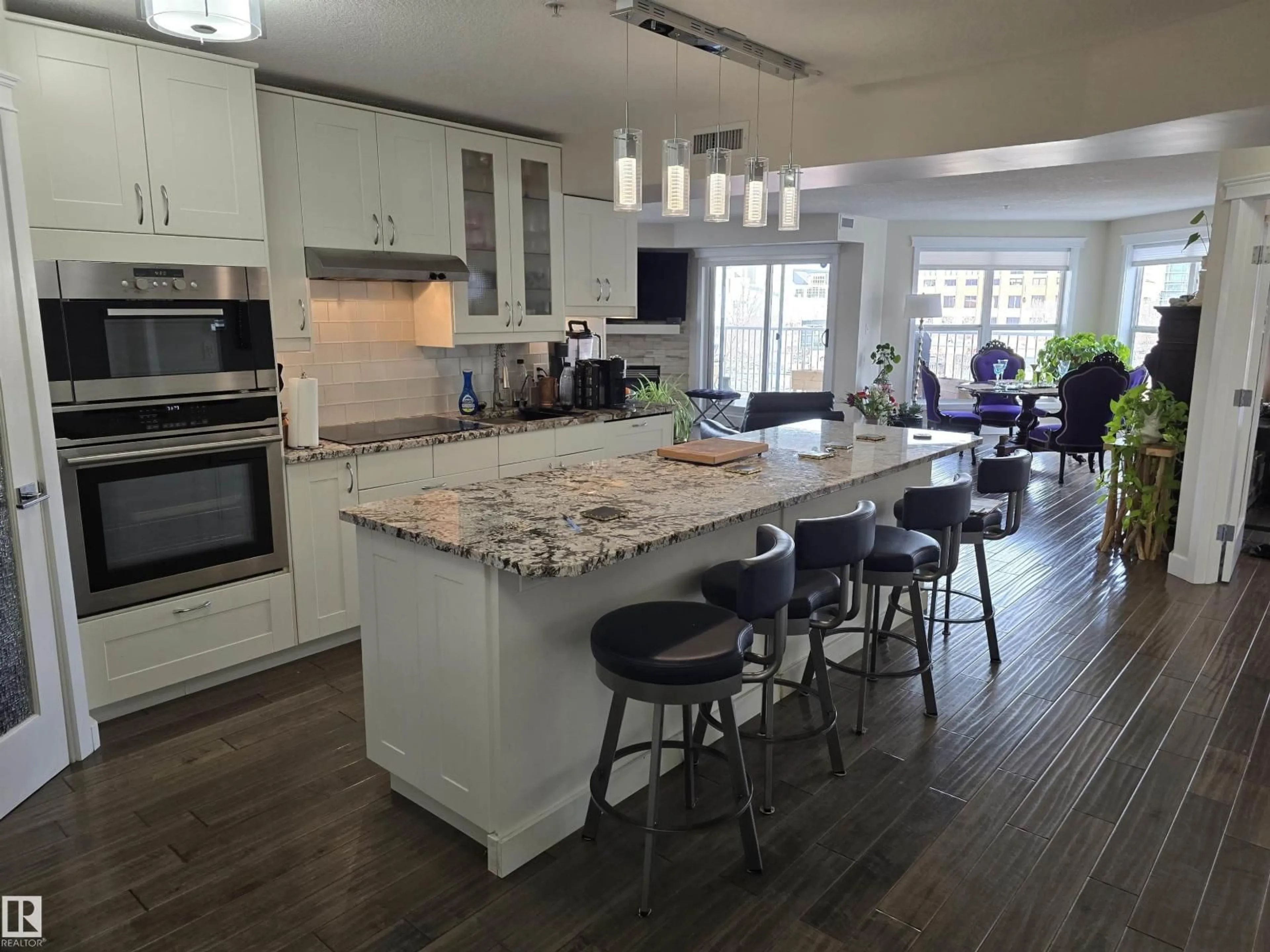 Open concept kitchen, ceramic/tile floor for #404 - 10311 111 ST, Edmonton Alberta T5K2Y8