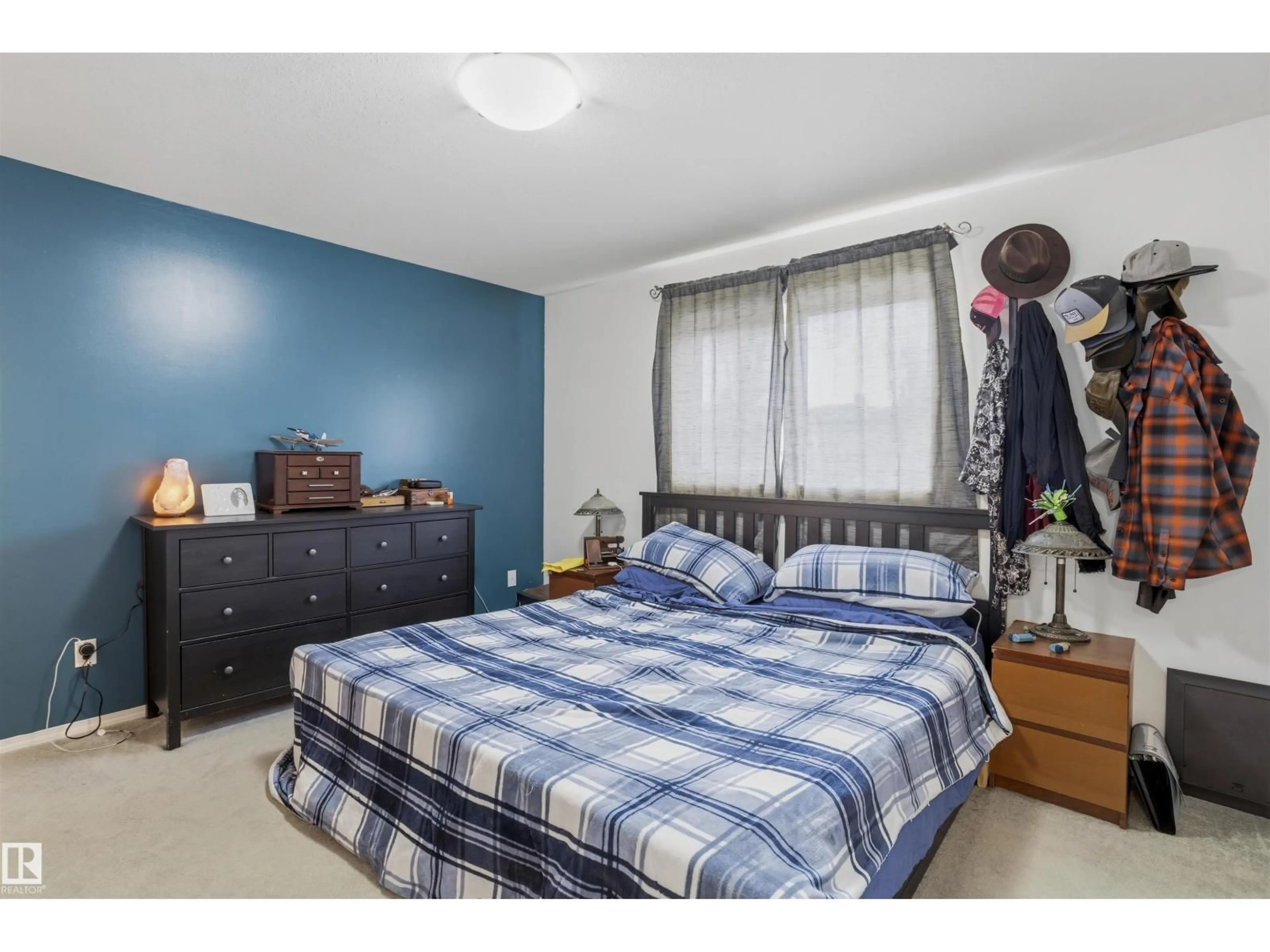 Bedroom with bed, wood/laminate floor for 11 EGERLAND PL, Stony Plain Alberta T7Z2W5