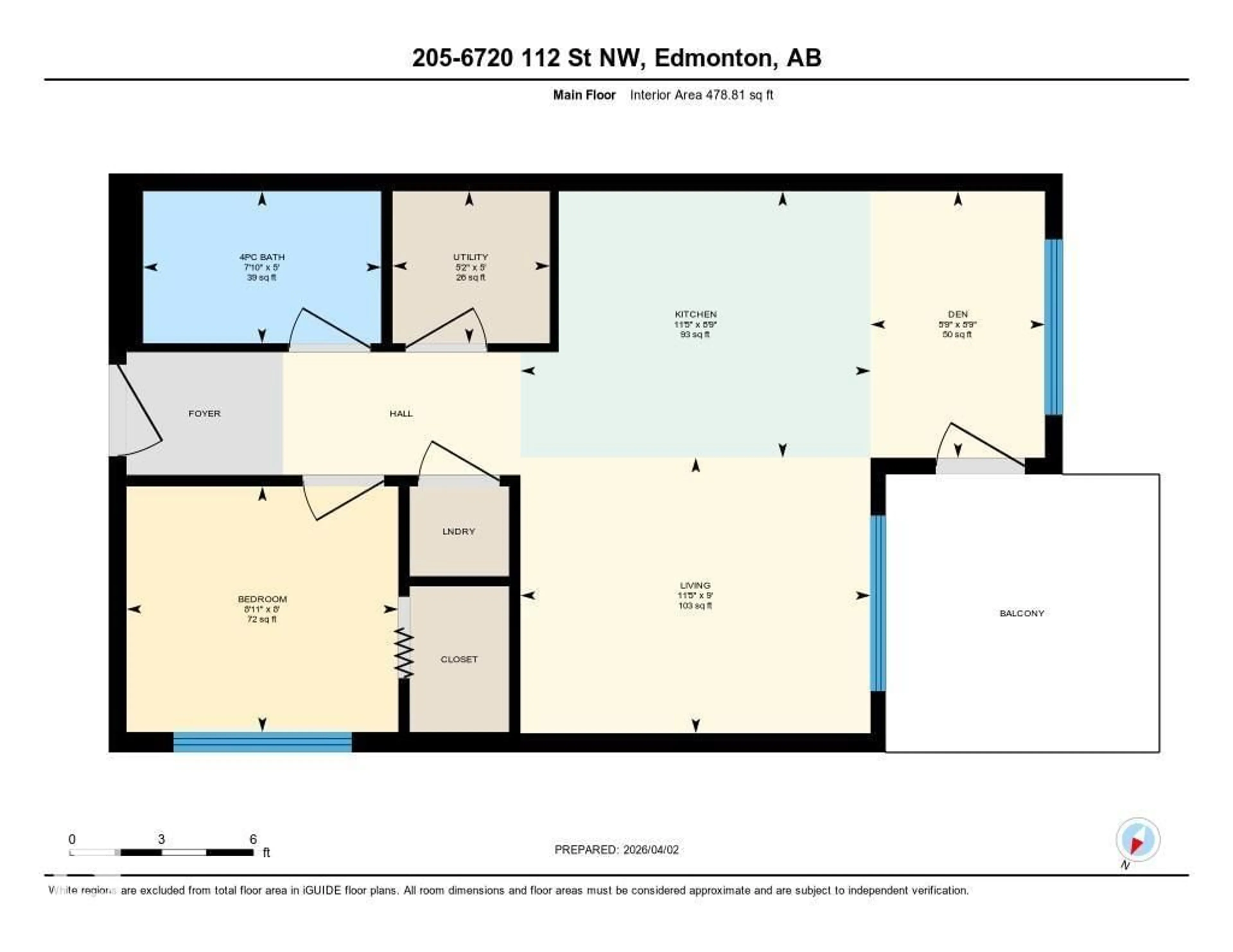 Floor plan for 205 6720 112 ST NW, Edmonton Alberta T6H3J8