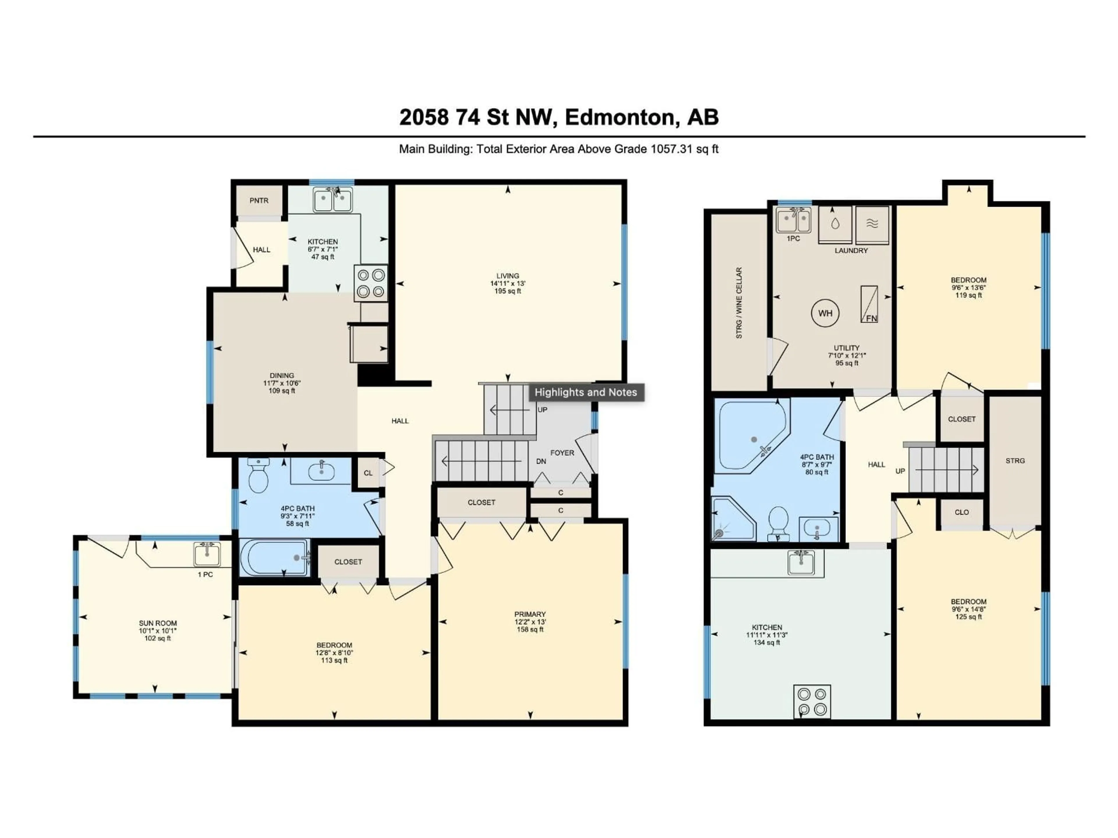 Floor plan for 2058 74 ST, Edmonton Alberta T6M1T7