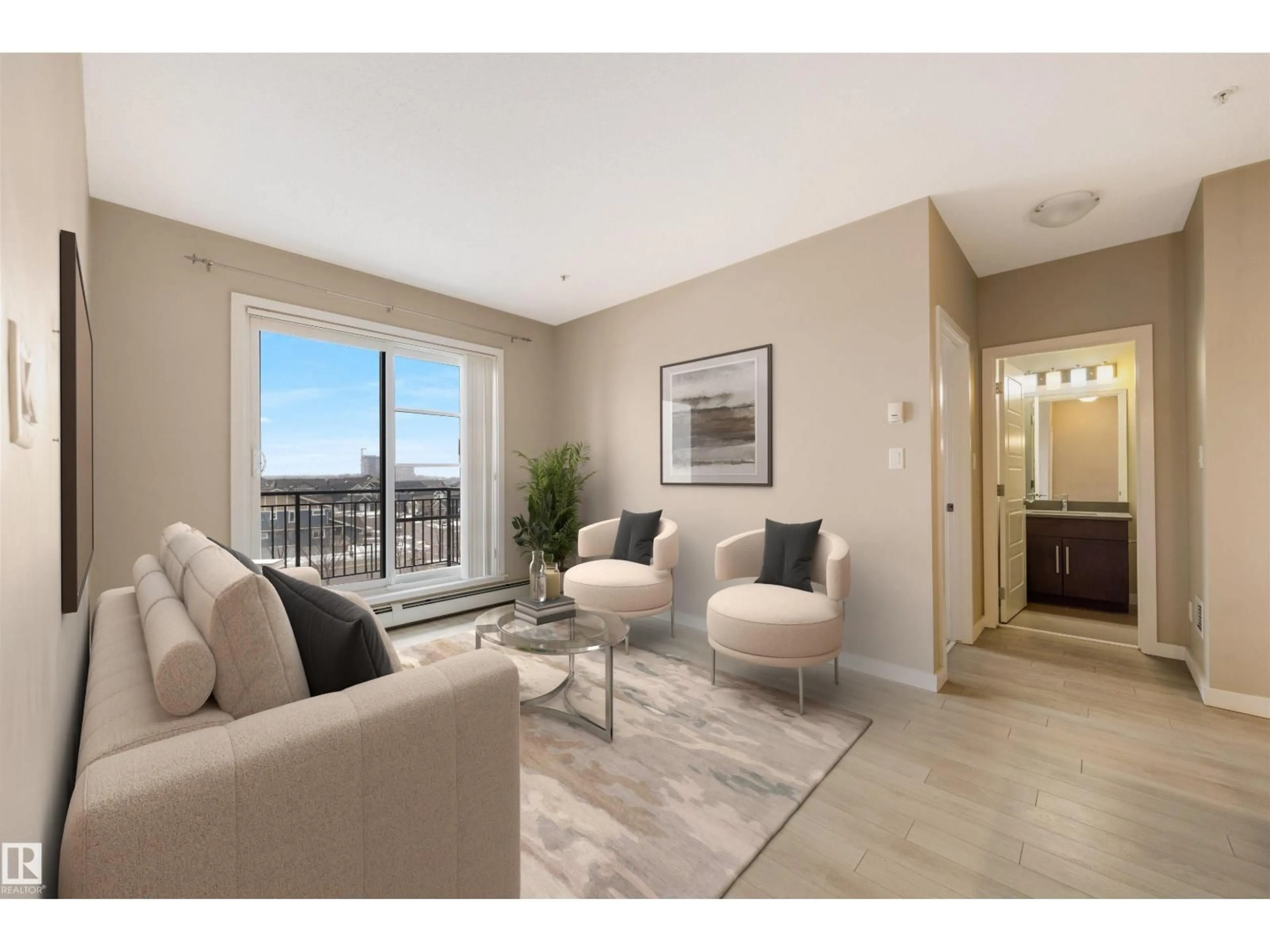 Living room with furniture, unknown for #434 - 1008 ROSENTHAL BV, Edmonton Alberta T5T7J4