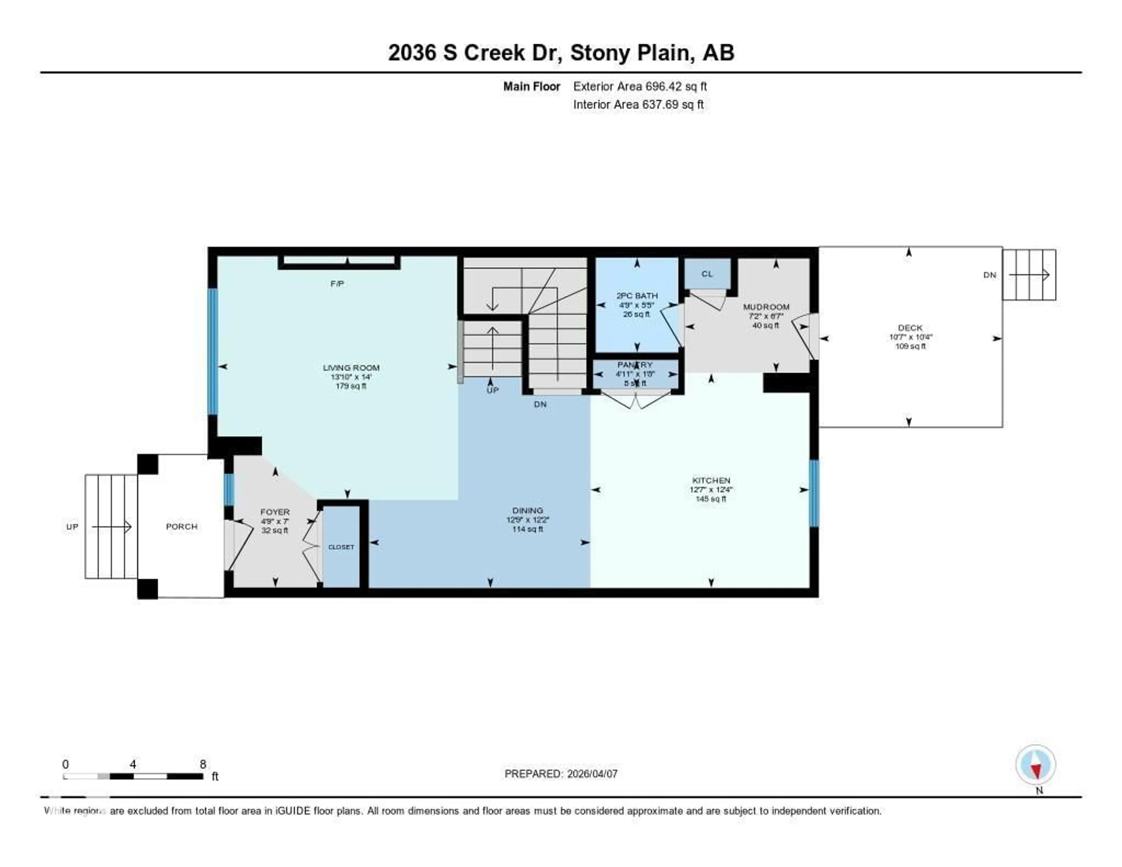 Floor plan for 2036 SOUTH CREEK DR, Stony Plain Alberta T7Z0J8