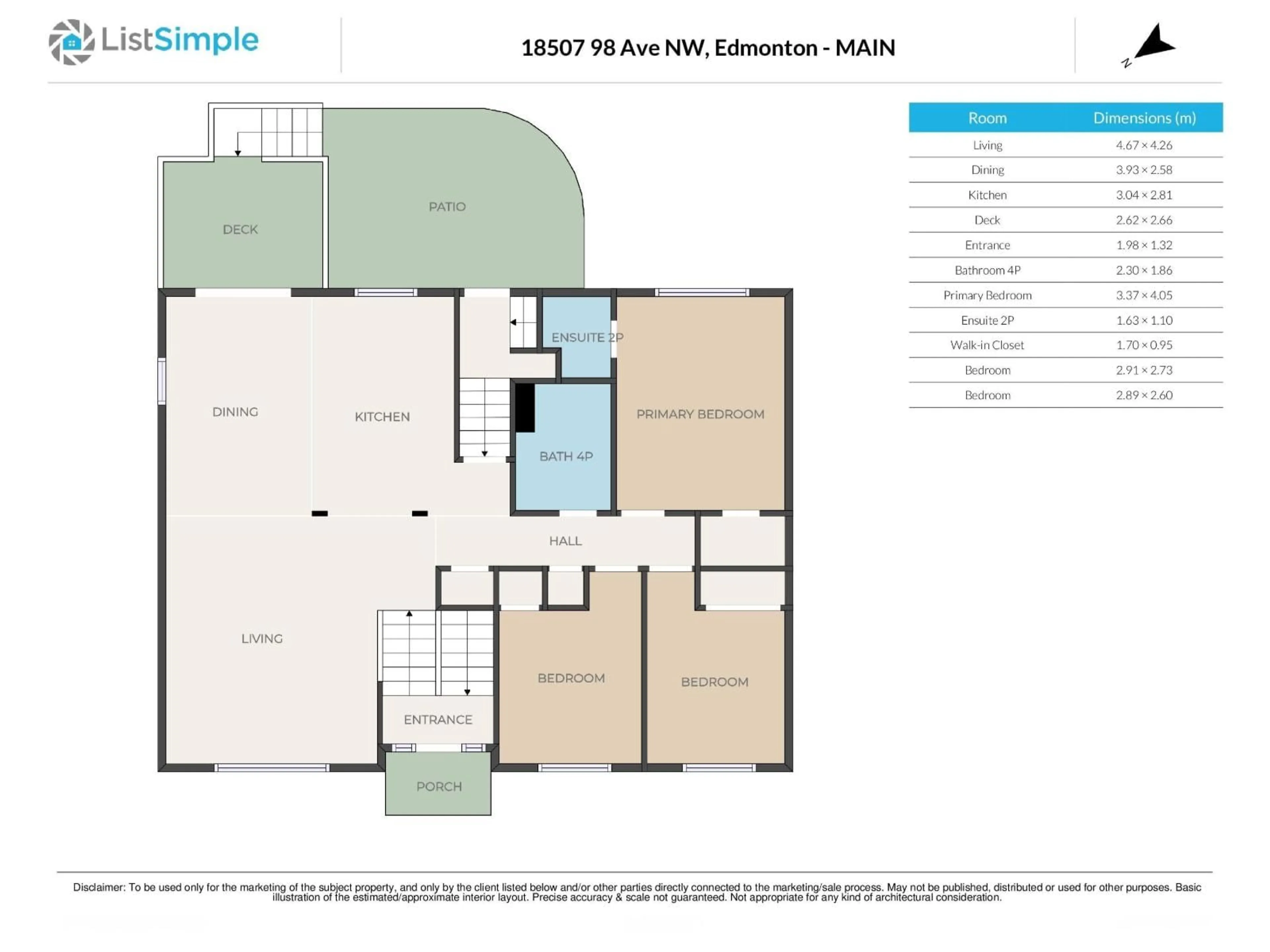 Floor plan for 18507 98 AV, Edmonton Alberta T5T3E6
