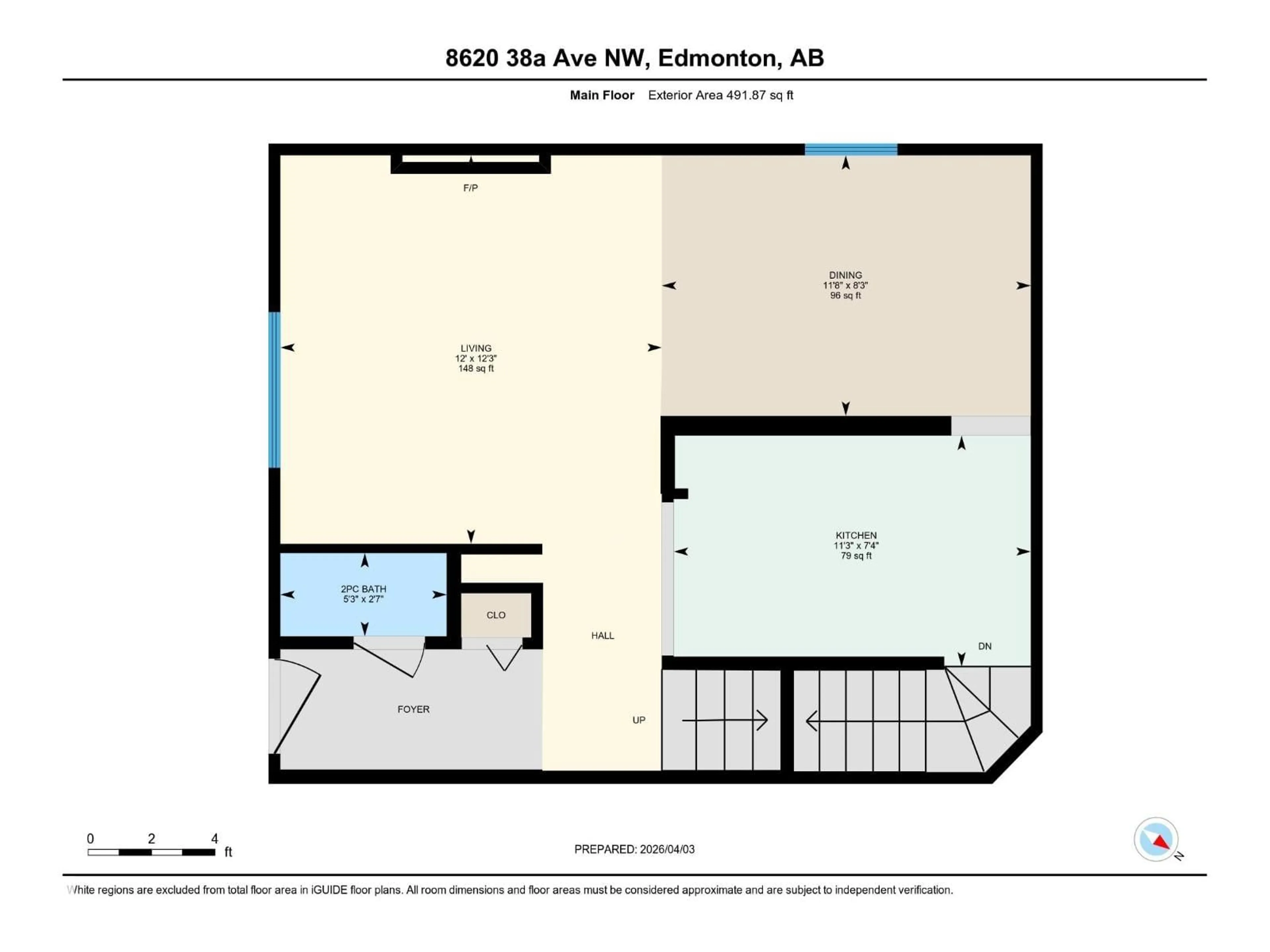 Floor plan for 8620 38A AV, Edmonton Alberta T6K2Z9