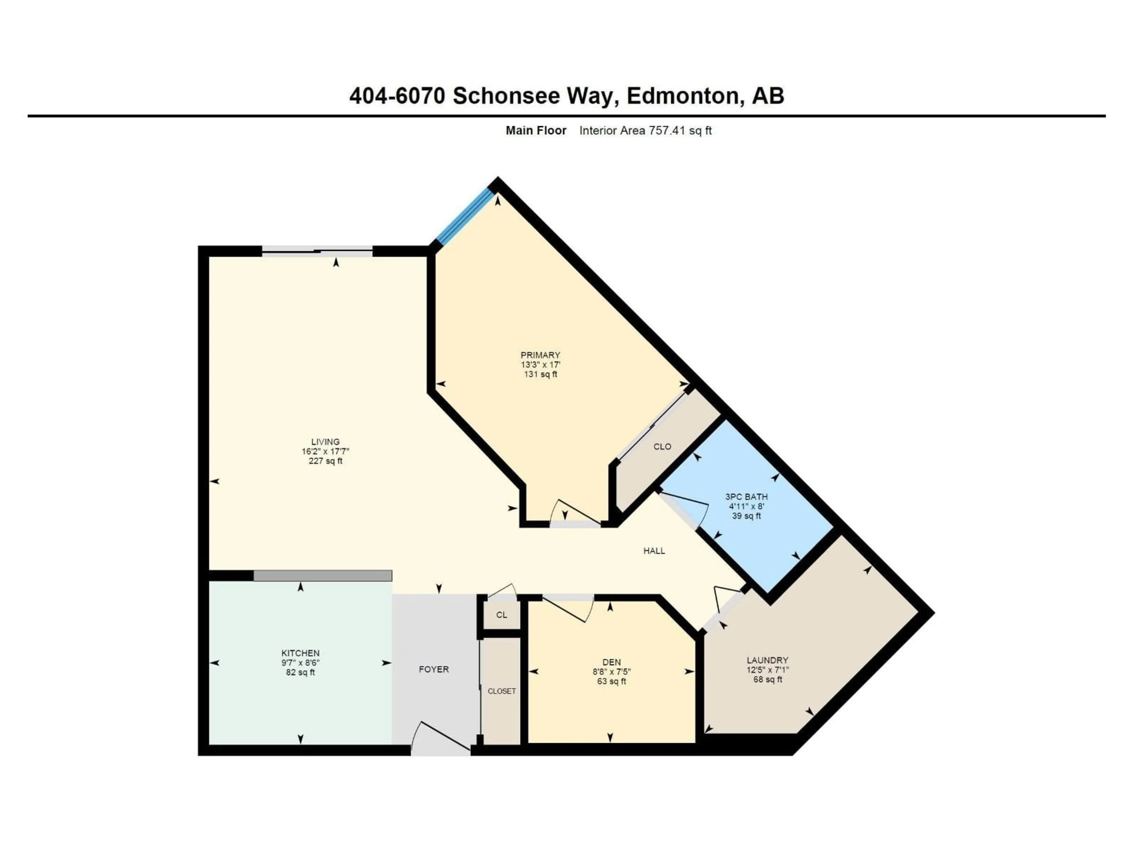 Floor plan for #404 - 6070 SCHONSEE WY, Edmonton Alberta T5Z0G8