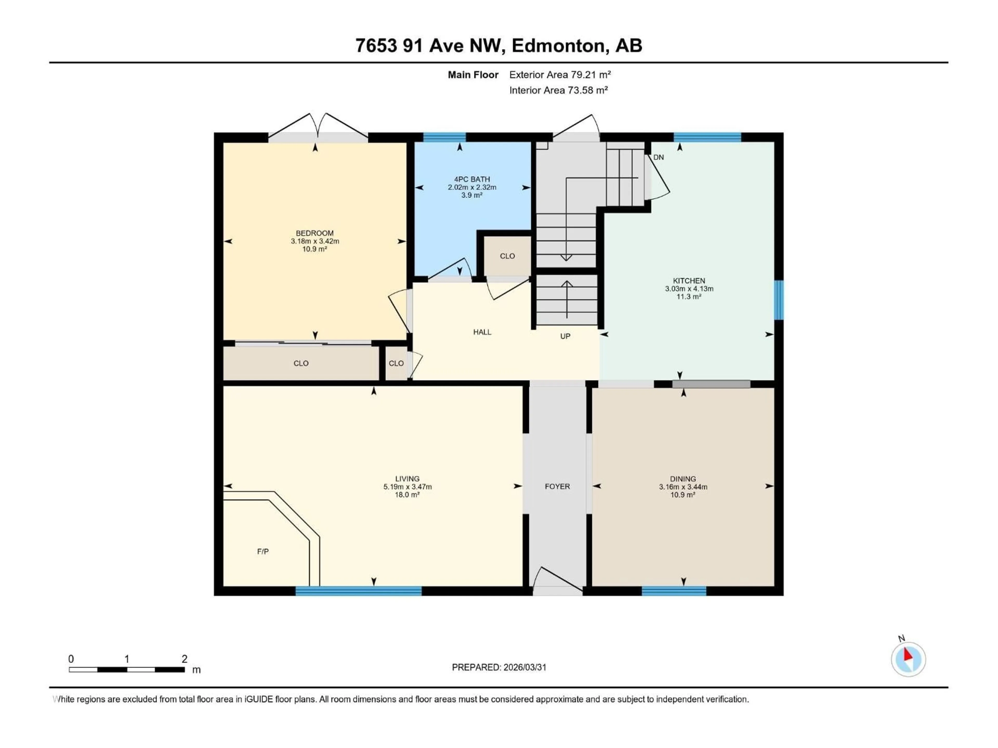 Floor plan for 7653 91 AV, Edmonton Alberta T6C1P7