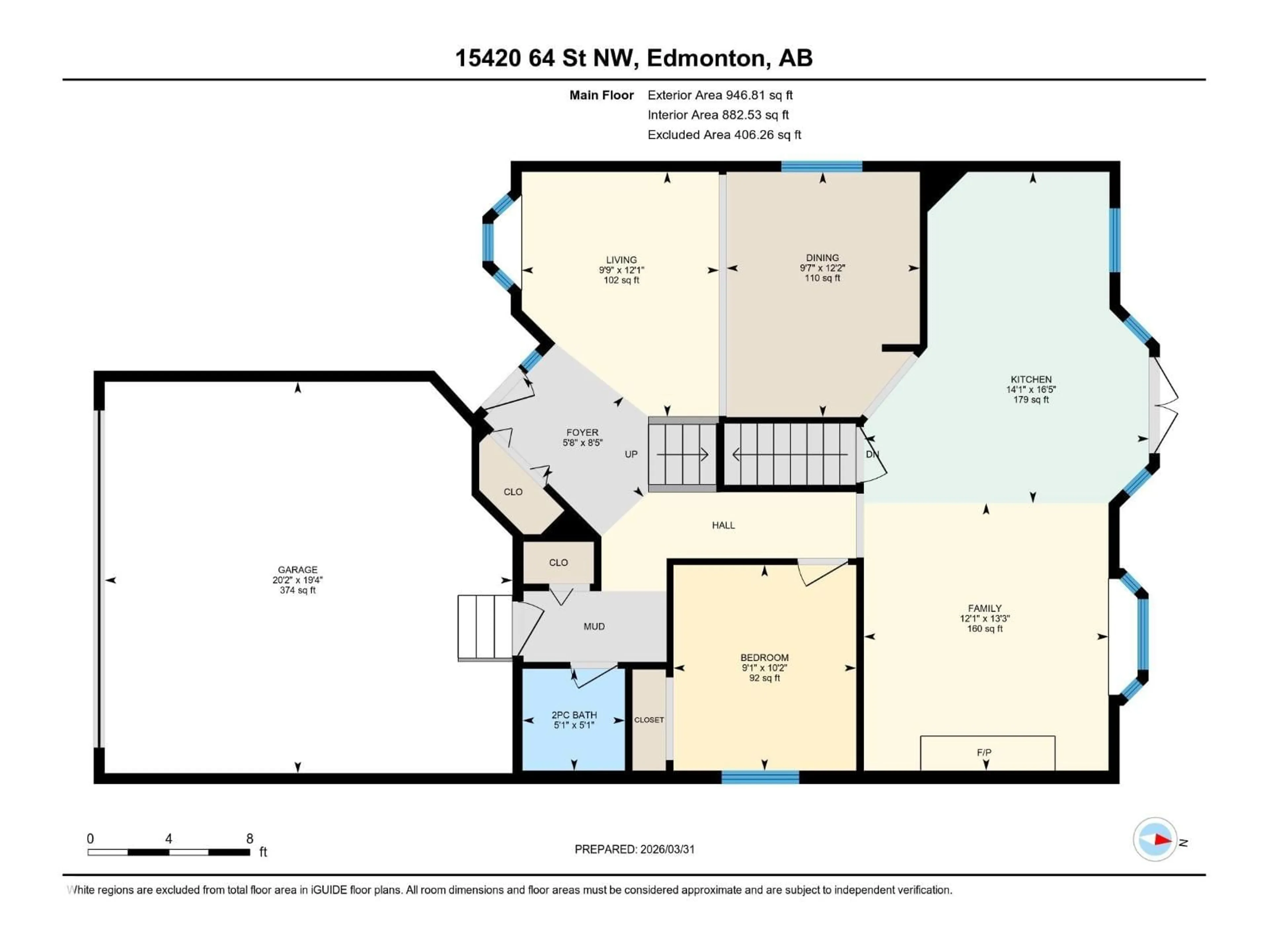 Floor plan for 15420 64 ST, Edmonton Alberta T5Y2N4