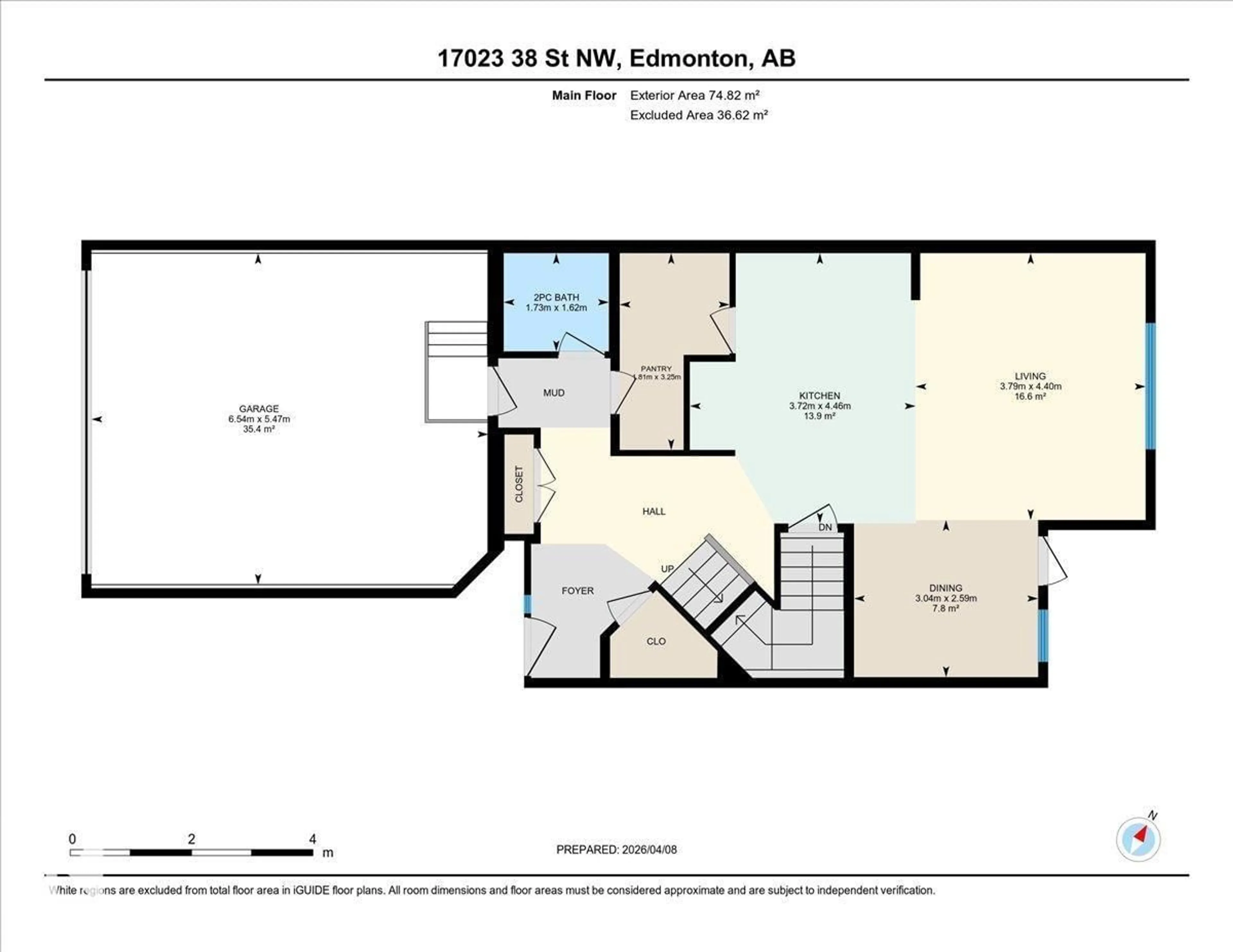 Floor plan for 17023 38 ST NW, Edmonton Alberta T5Y3S1