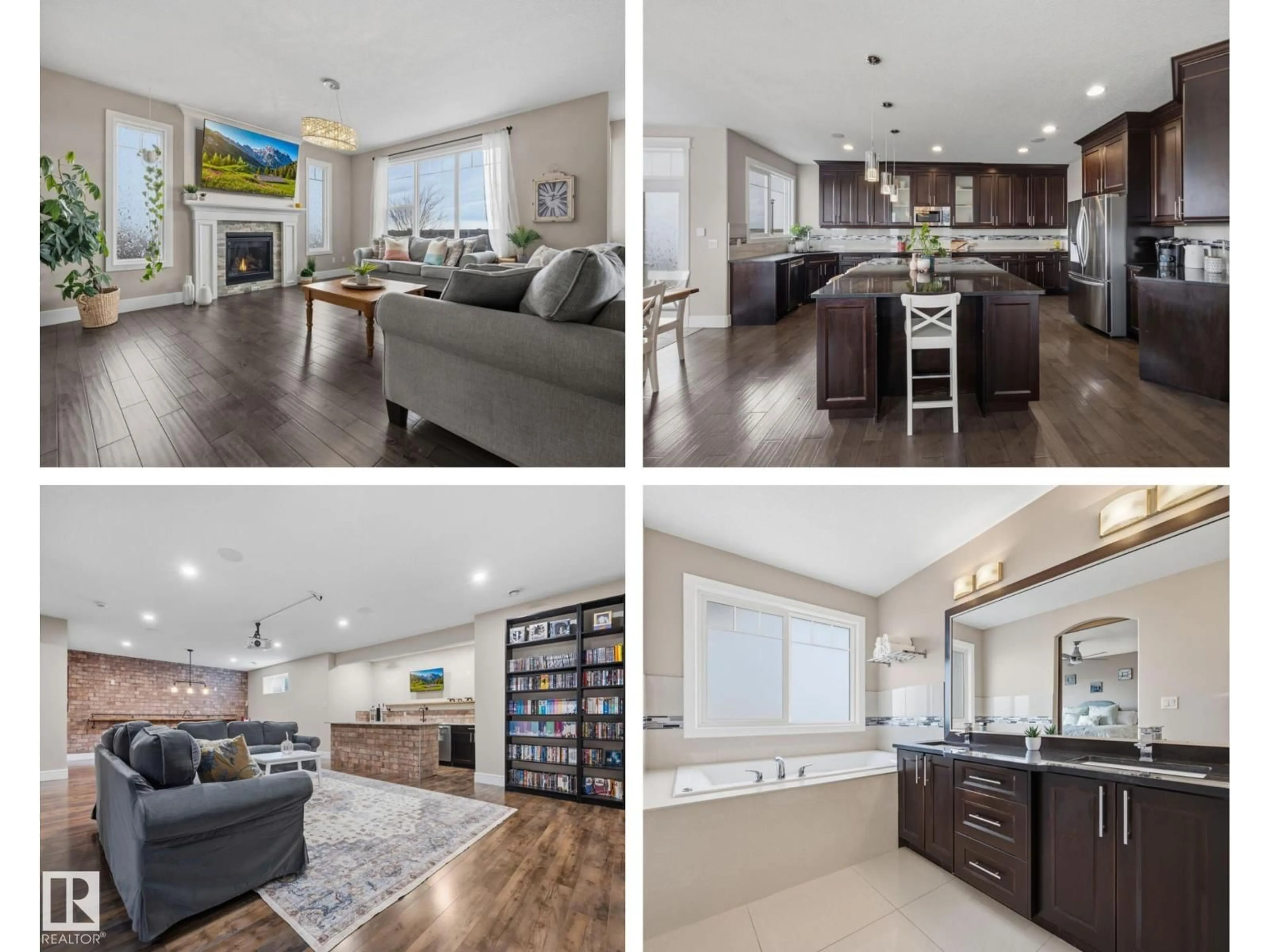 Open concept kitchen, wood/laminate floor for NE - 3128 58 AV, Rural Leduc County Alberta T4X1Z3