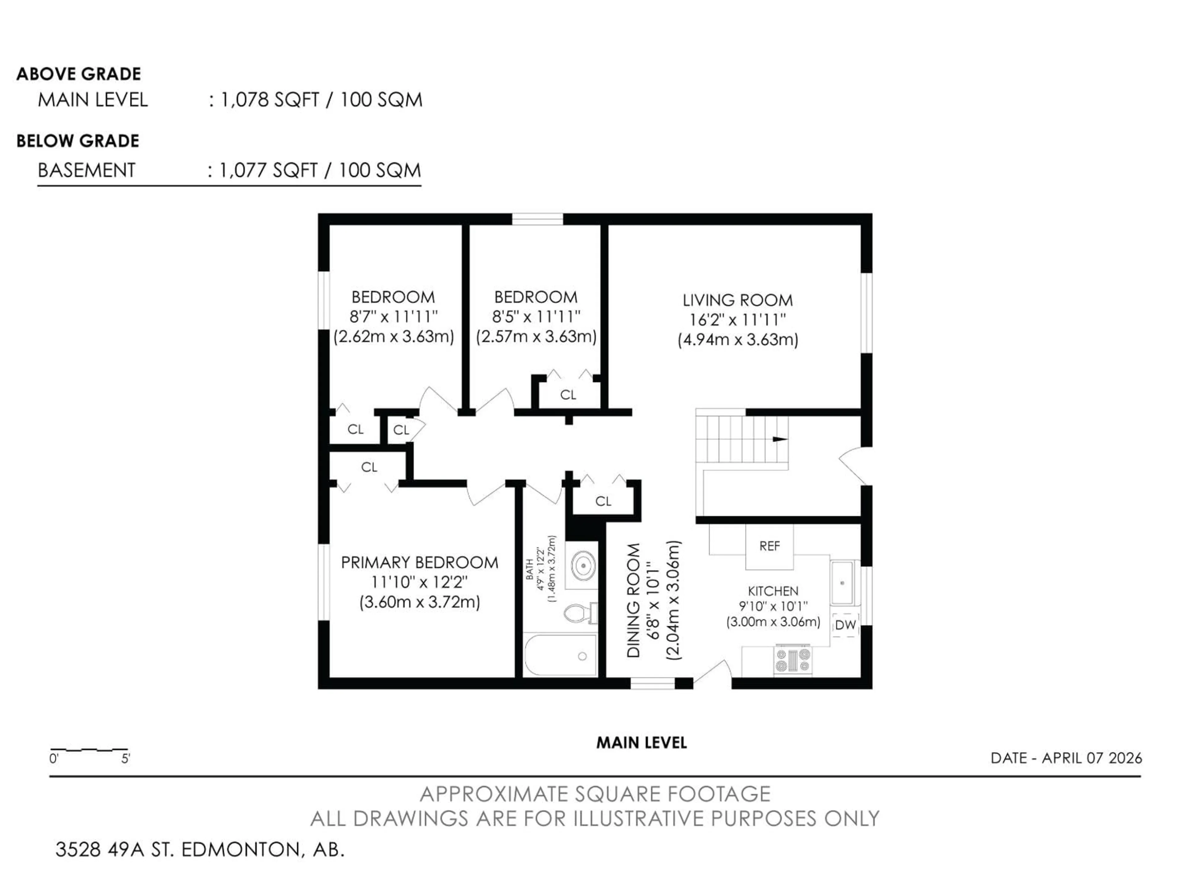 Floor plan for NW - 3528 49A ST, Edmonton Alberta T6L3V9