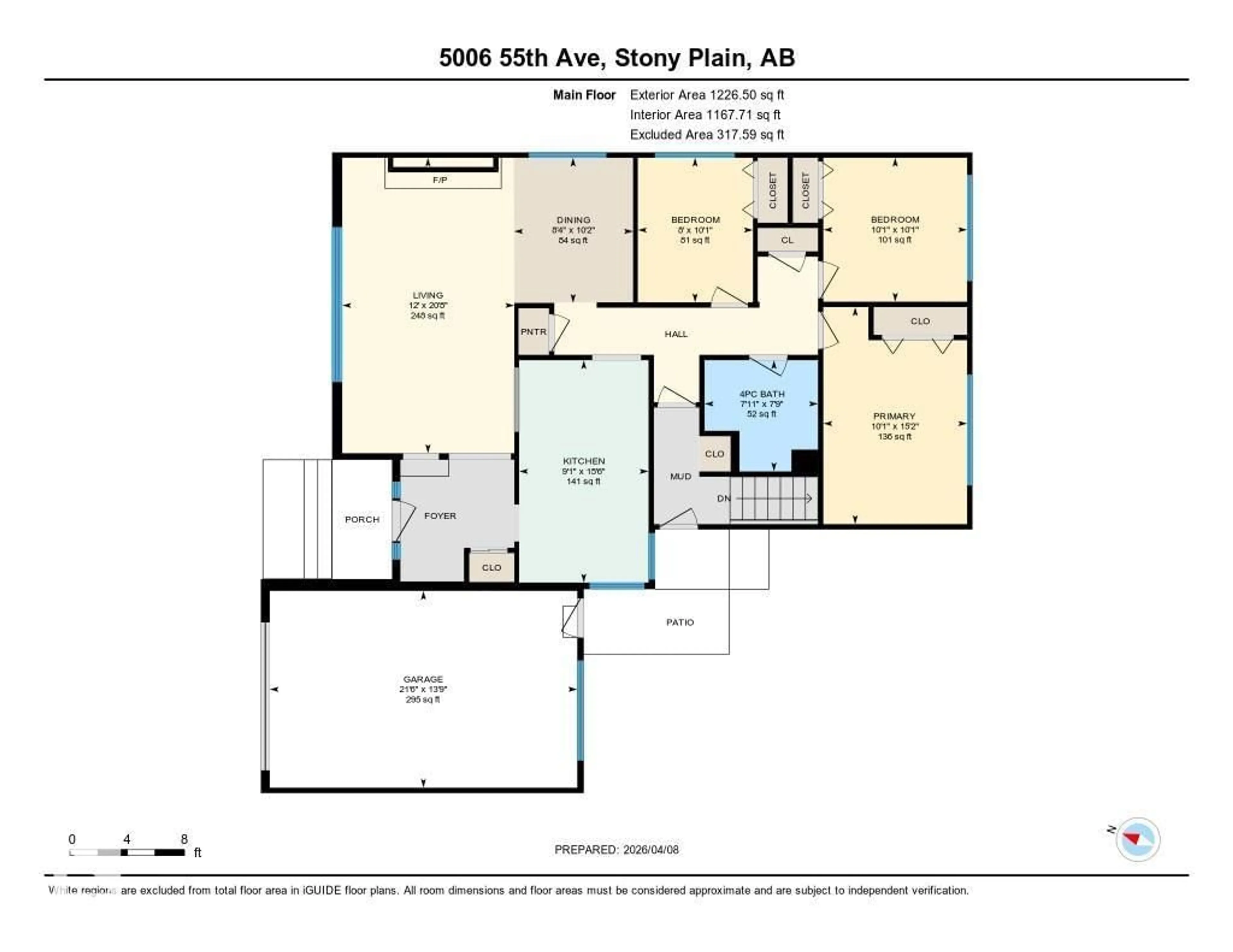 Floor plan for 5006 55 AV, Stony Plain Alberta T7Z1B5