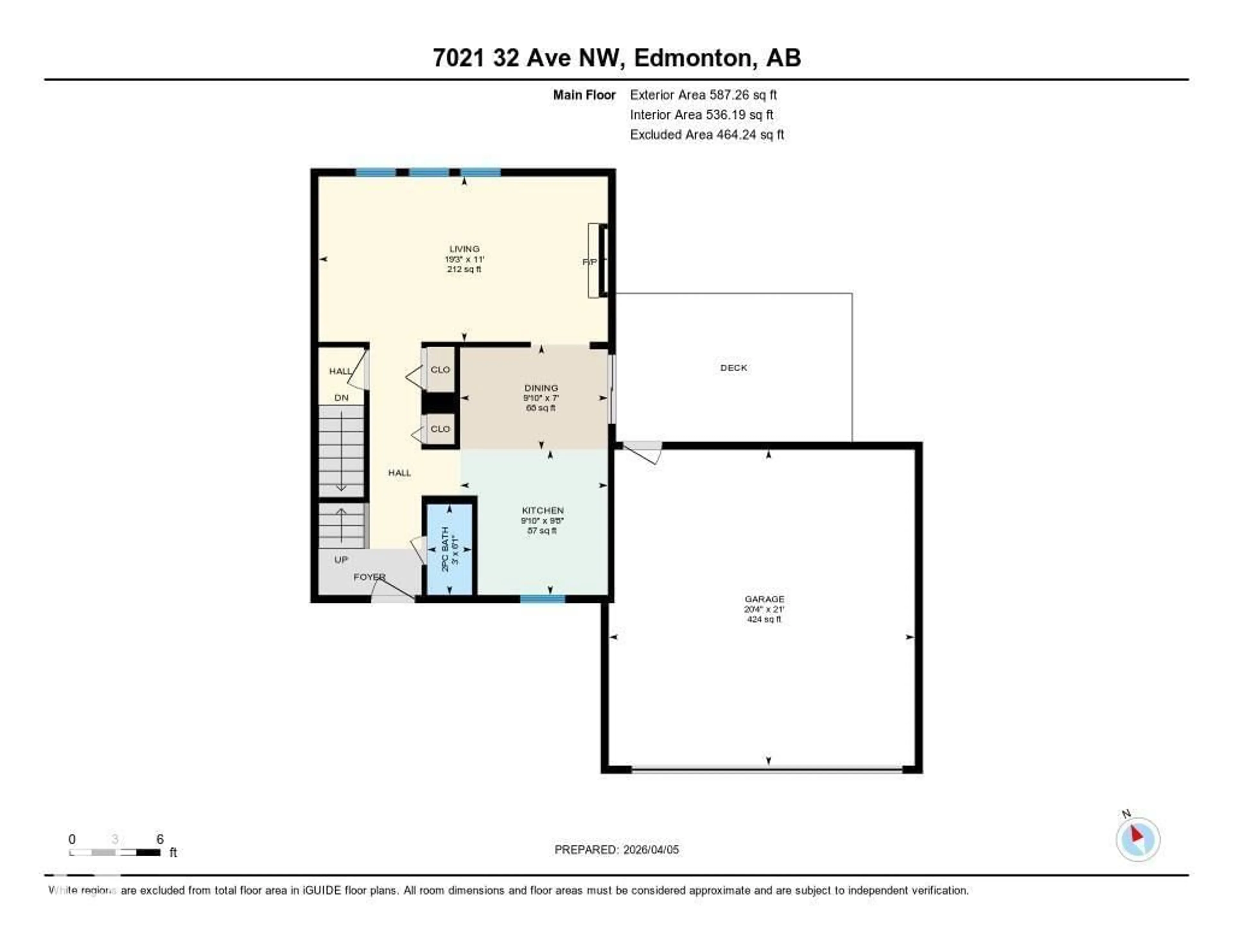 Floor plan for 7021 32 AV, Edmonton Alberta T6K2K9