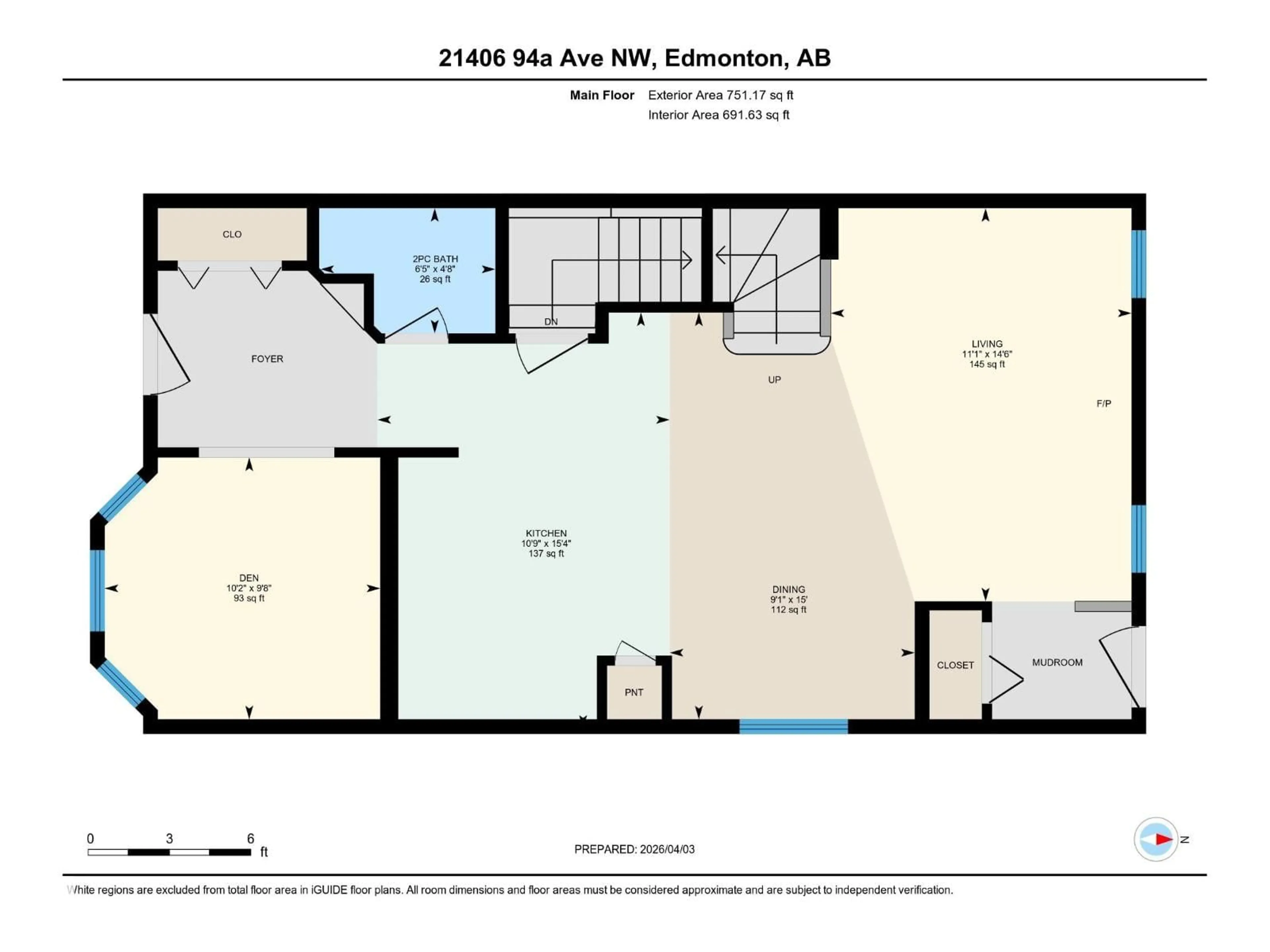 Floor plan for 21406 94A AV, Edmonton Alberta T5T5X9