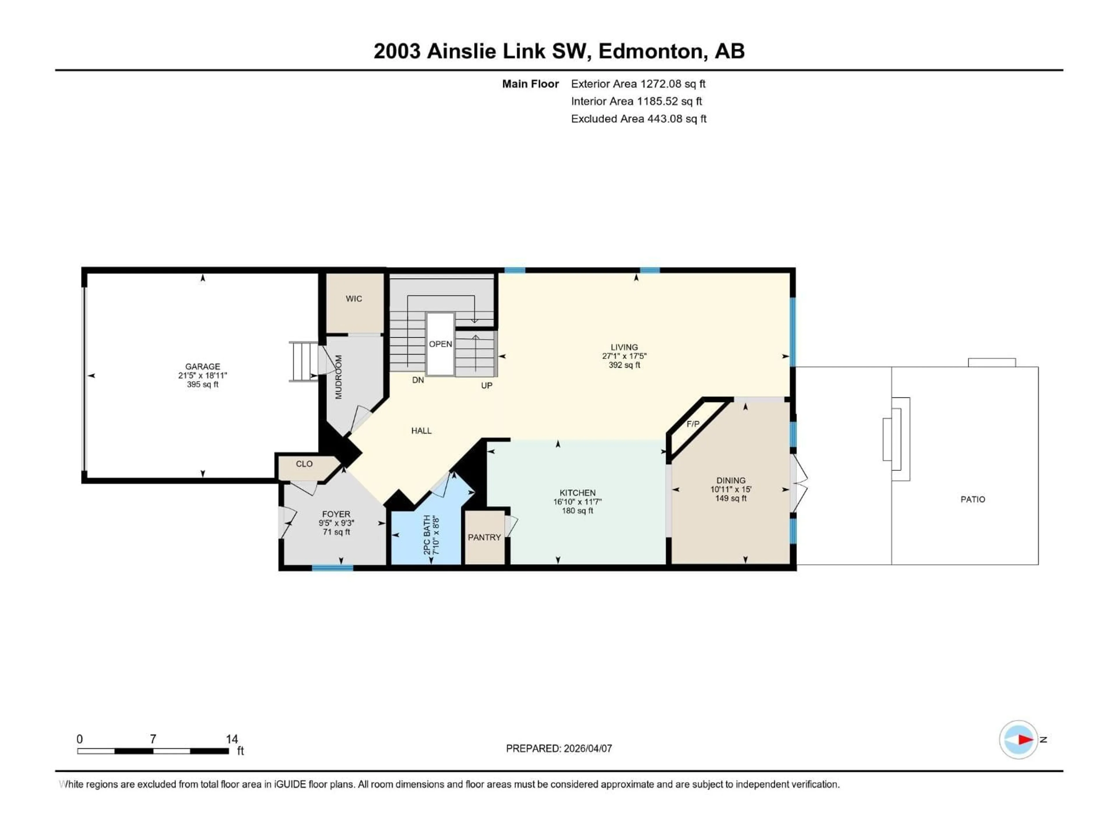 Floor plan for LI SW - 2003 AINSLIE LINK, Edmonton Alberta T6W2M1