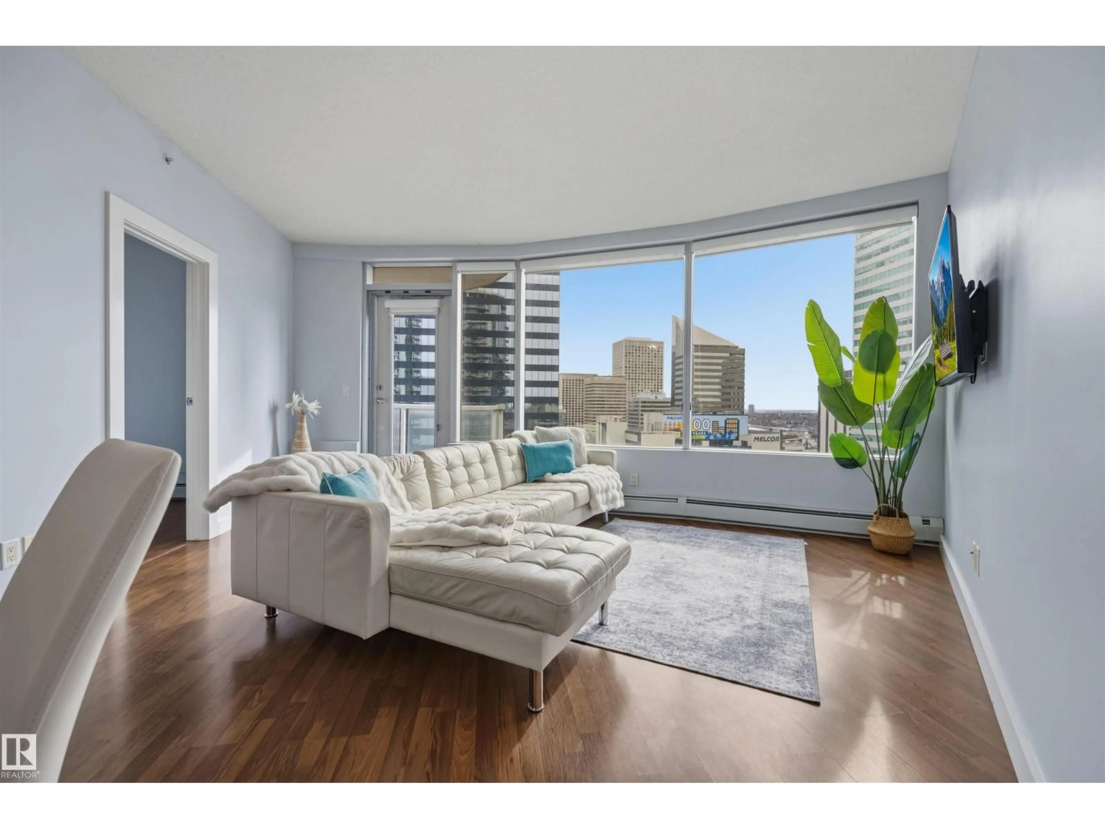 Living room with furniture, unknown for 1403 - 10136 104 ST NW, Edmonton Alberta T5J0B5