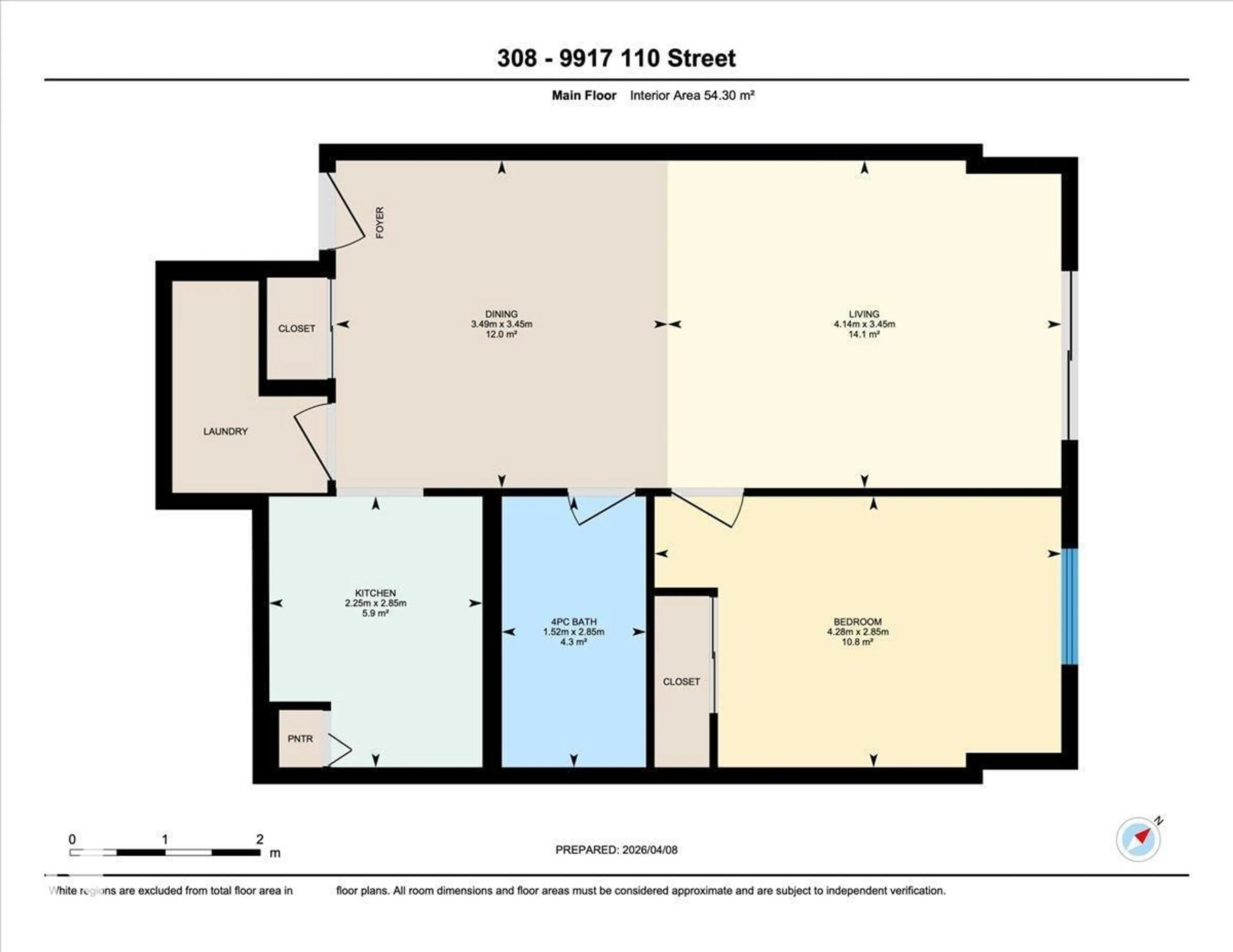 Floor plan for #308 - 9917 110 ST NW, Edmonton Alberta T5K2N4