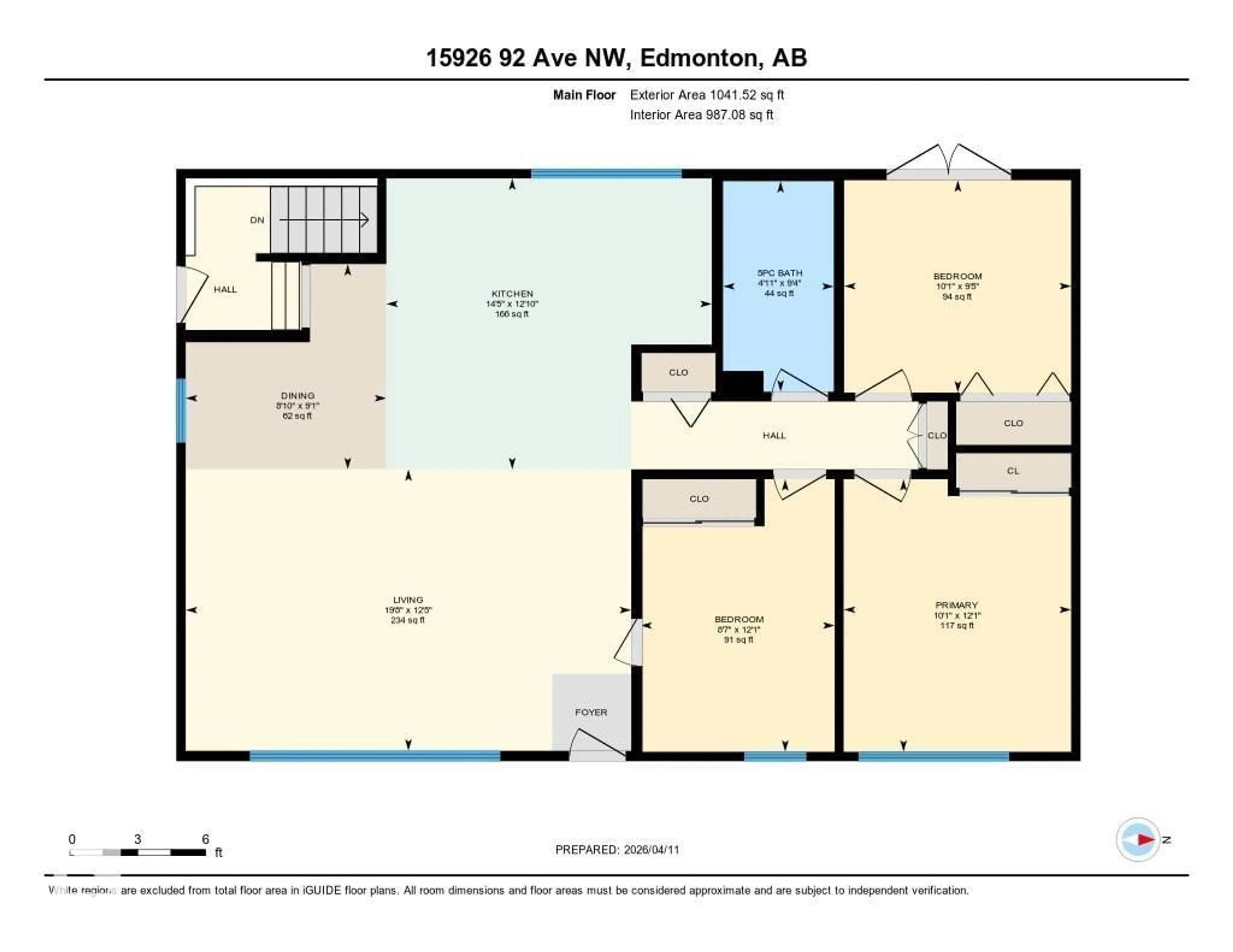 Floor plan for 15926 92 AV, Edmonton Alberta T5R5C6