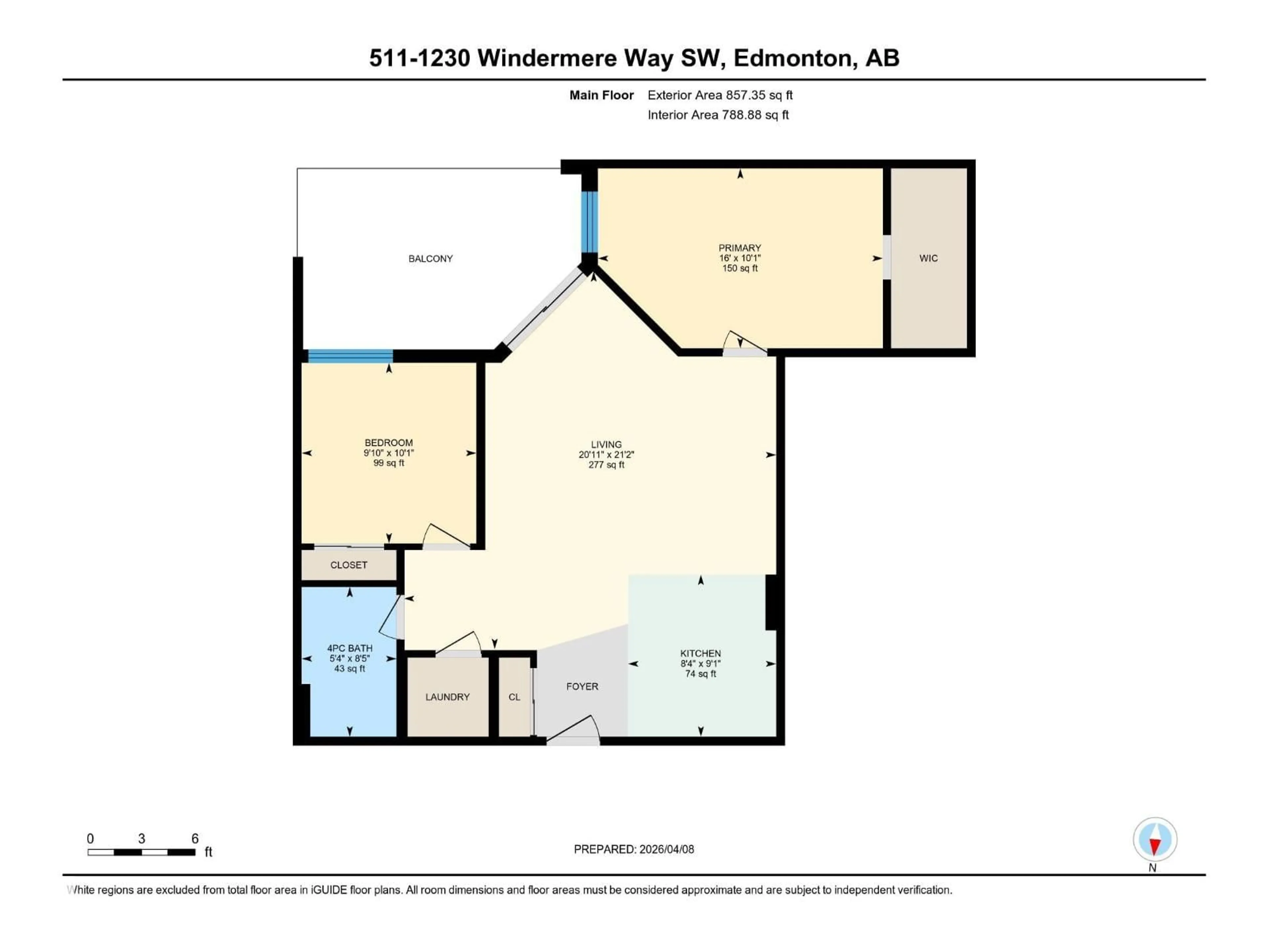 Floor plan for #511 - 1230 WINDERMERE WY, Edmonton Alberta T6W2J3
