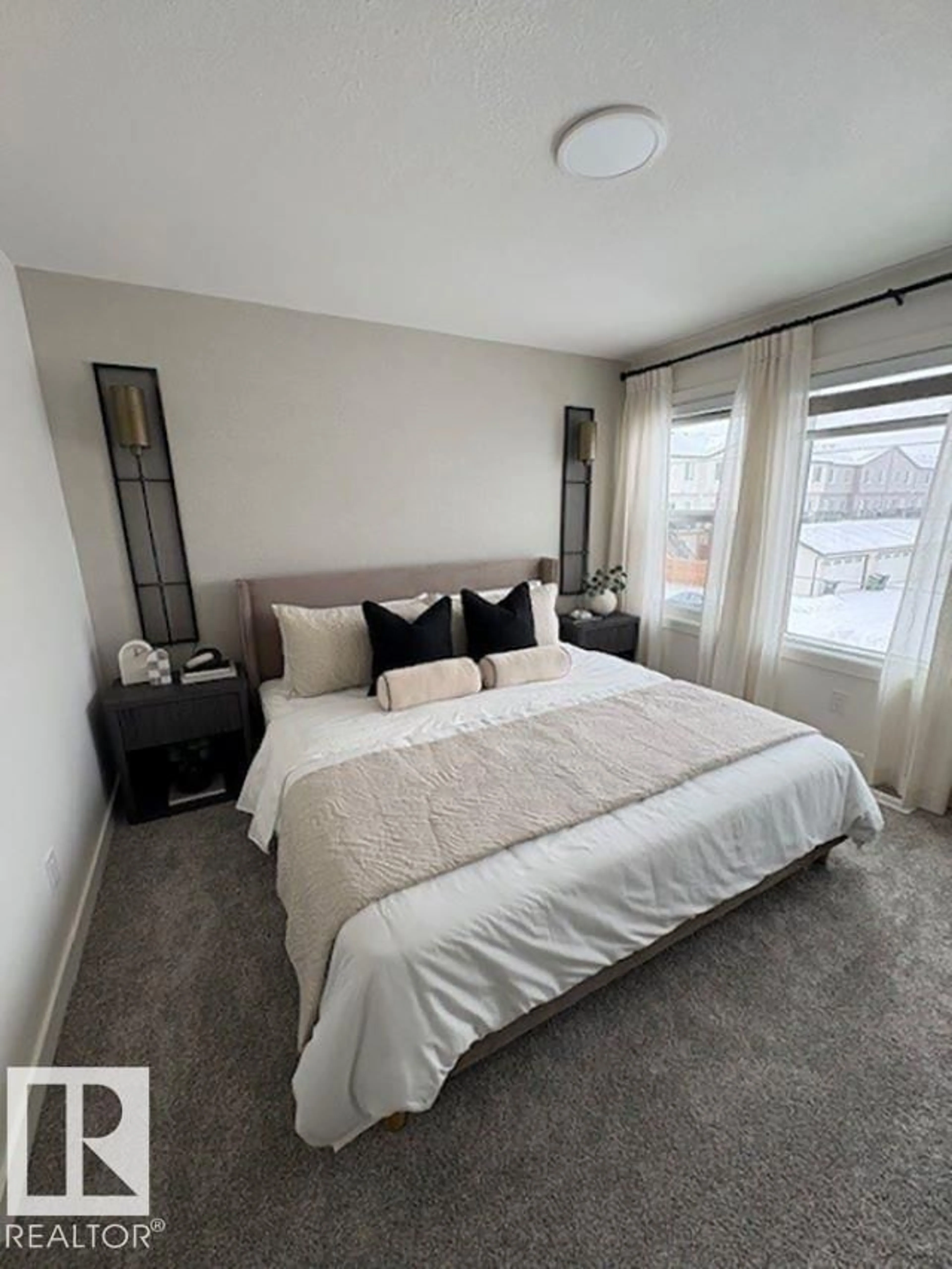 Bedroom with bed, carpet floor for SW - 5039 CAWSEY LI, Edmonton Alberta T6W5G5