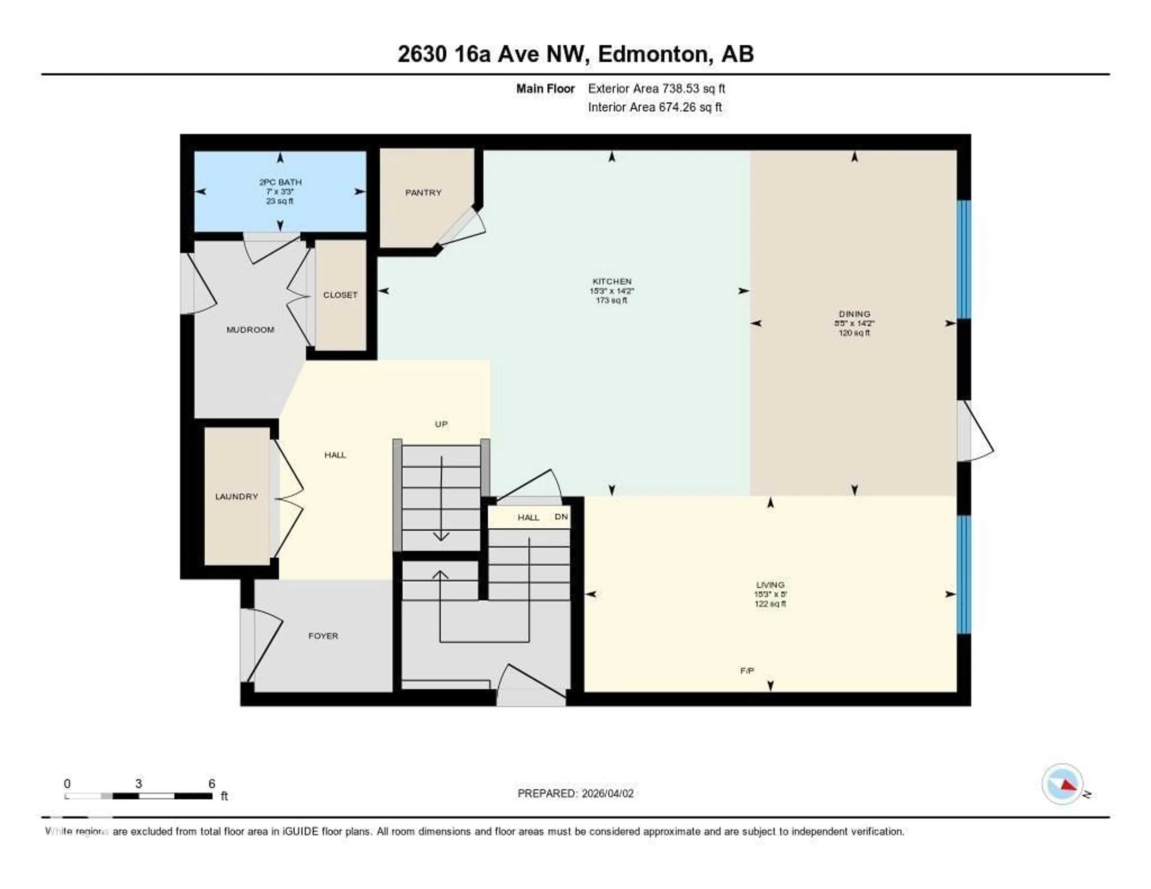 Floor plan for 2630 16A AVE NW, Edmonton Alberta T6T2H6