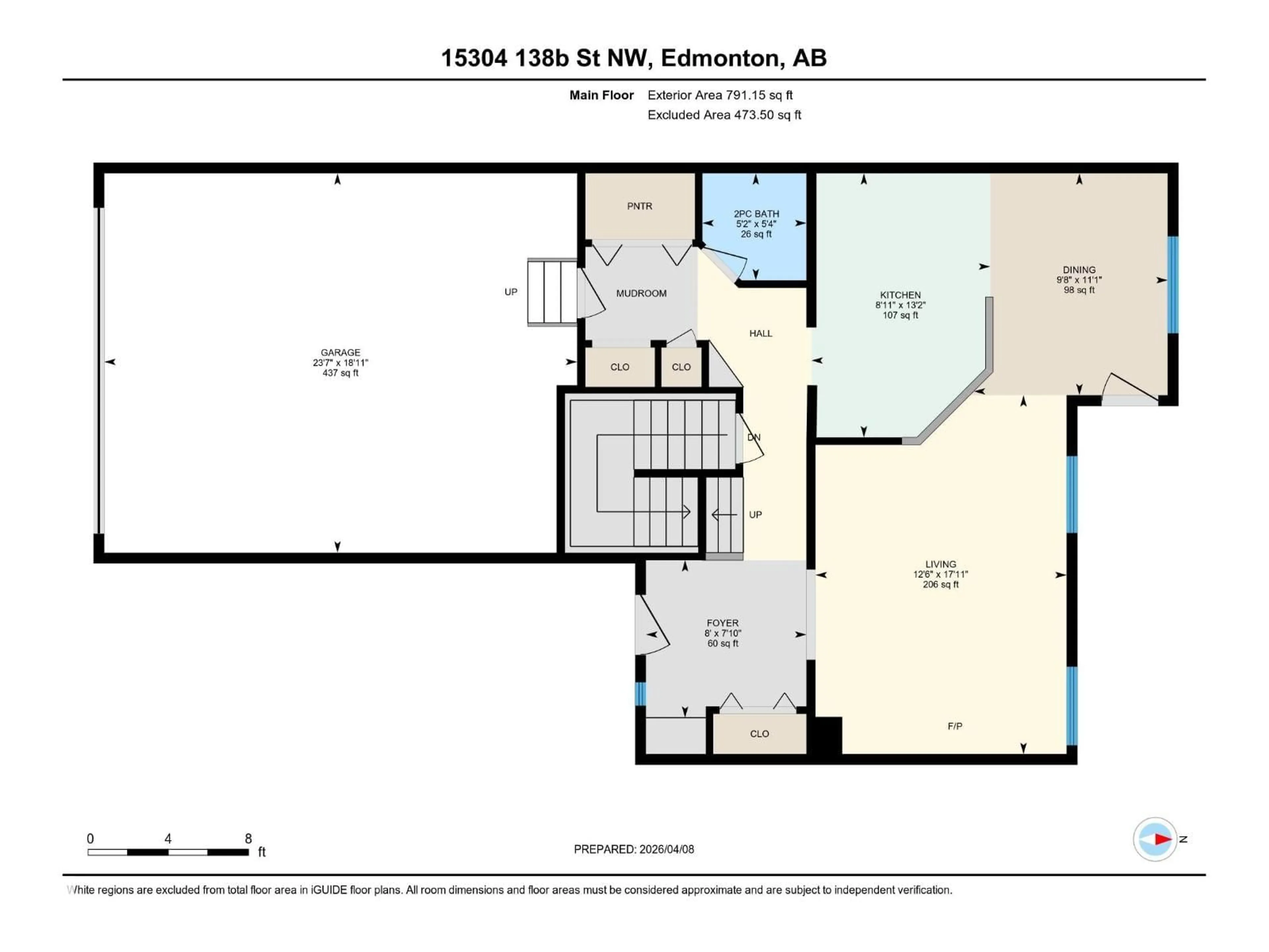 Floor plan for NW - 15304 138B ST, Edmonton Alberta T6V1P8