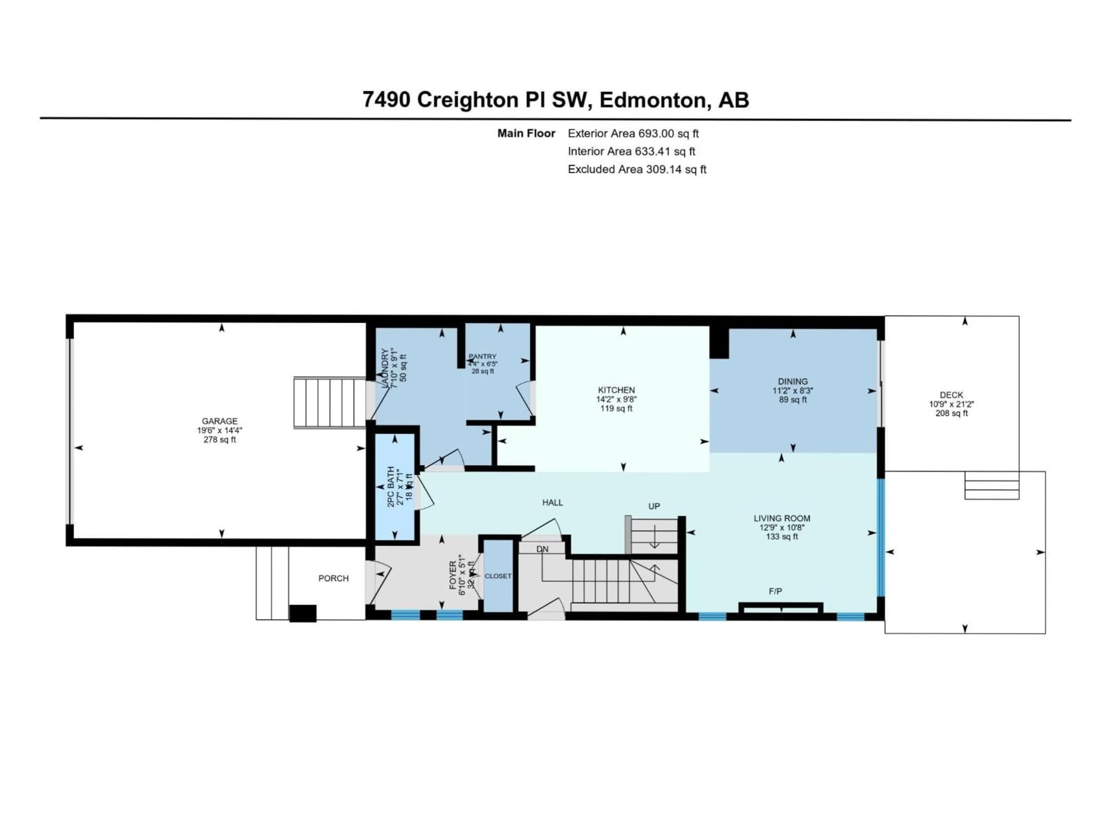 Floor plan for SW - 7490 CREIGHTON PL, Edmonton Alberta T6W3Z2