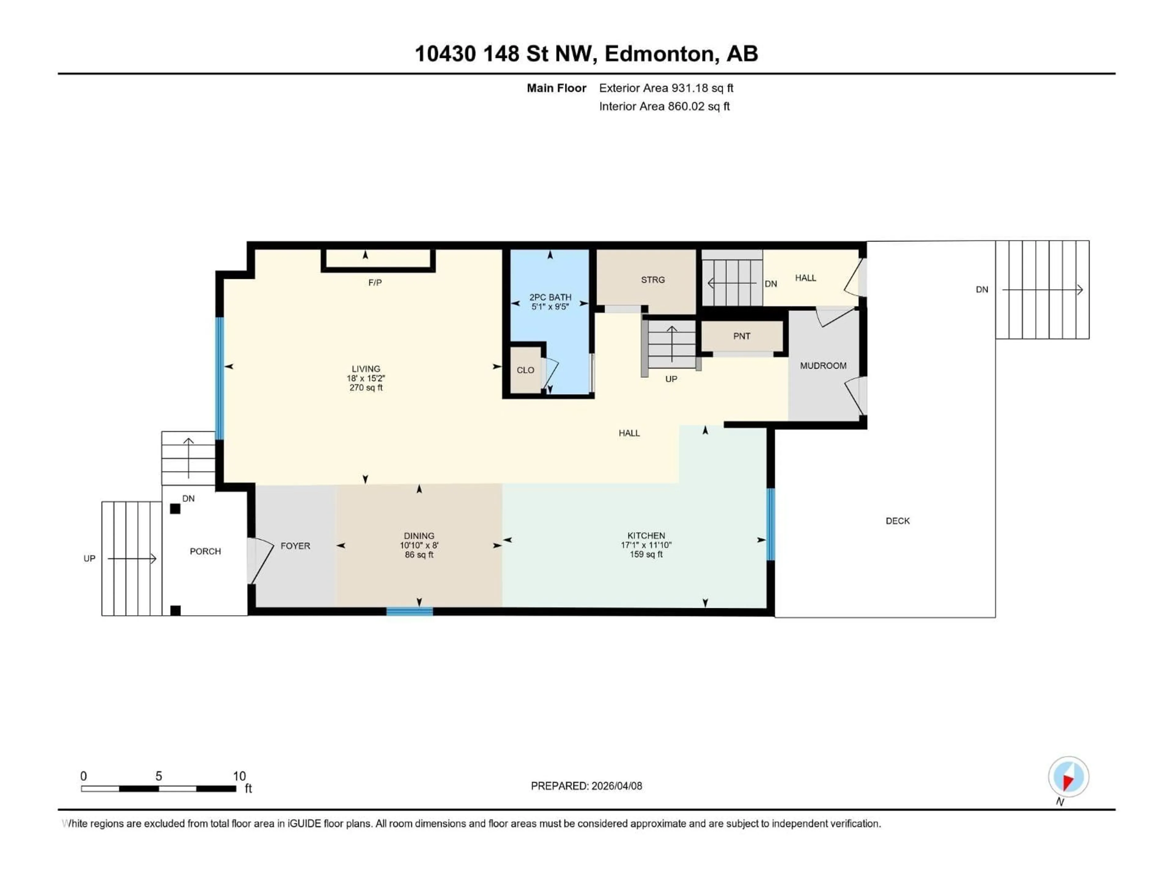 Floor plan for 10430 148 ST, Edmonton Alberta T5M3G8